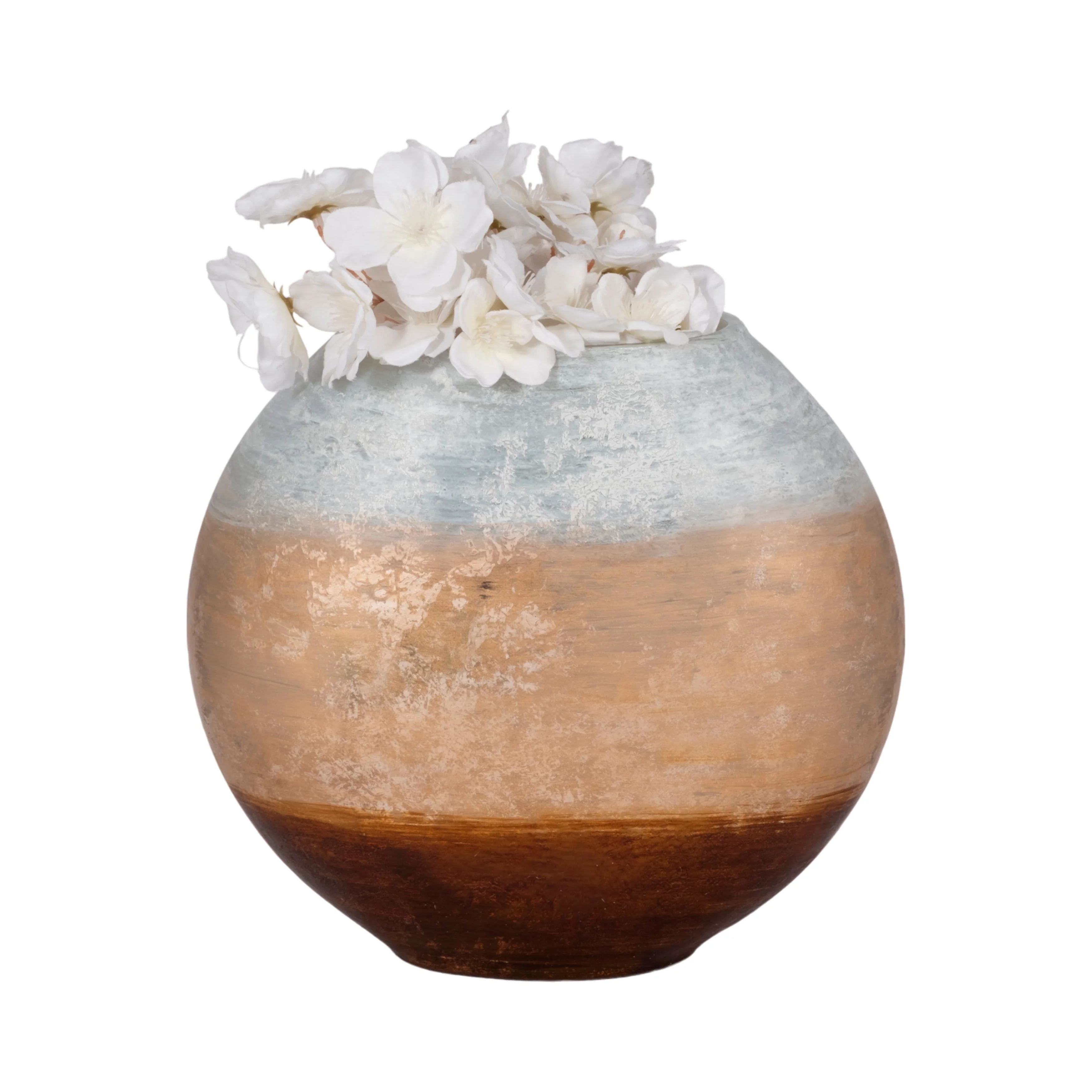 10" Gold Ombre Round Vase, White/gold - Image 11