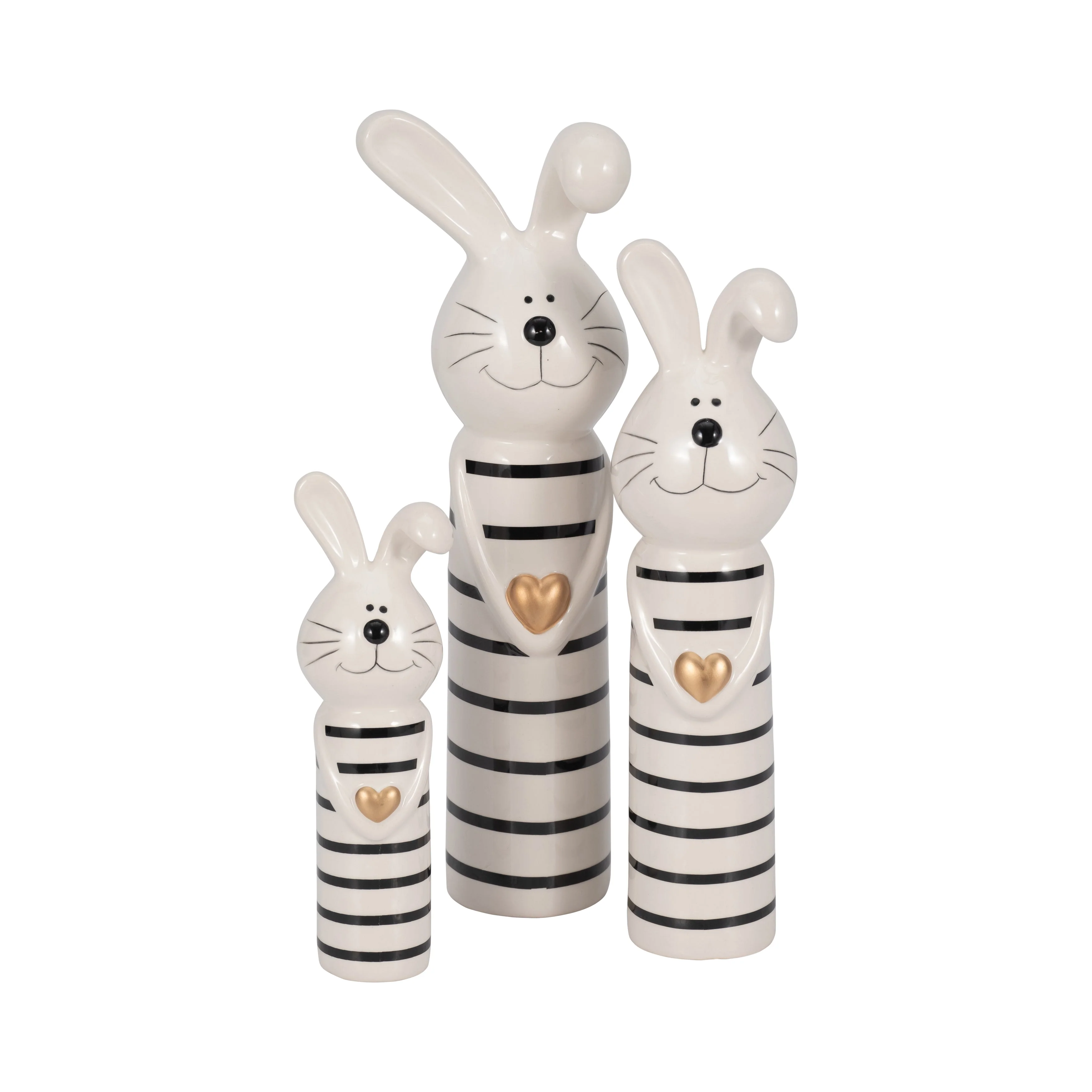 10" Lines Bunny With Gold Heart, White/black - Image 19