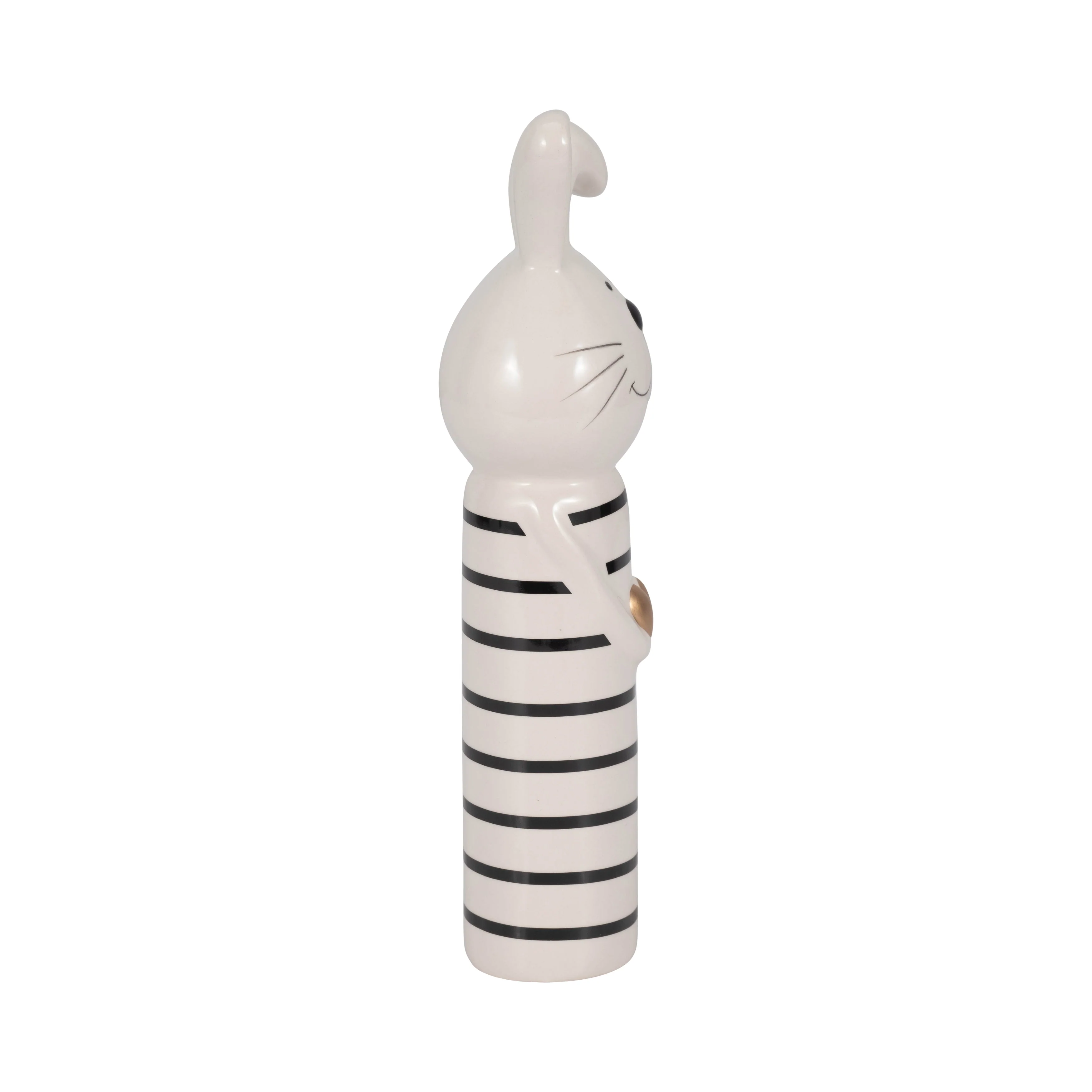 10" Lines Bunny With Gold Heart, White/black - Image 3