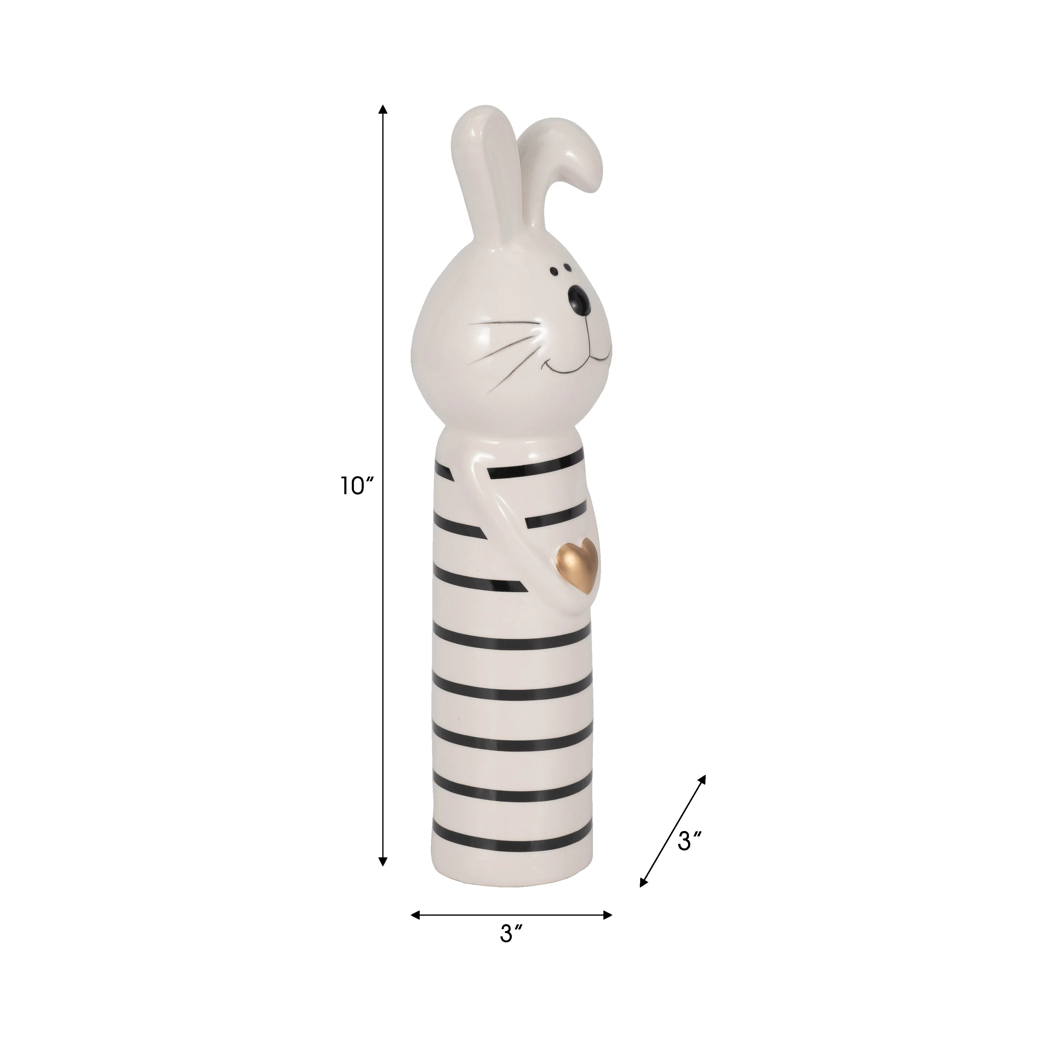 10" Lines Bunny With Gold Heart, White/black - Image 9