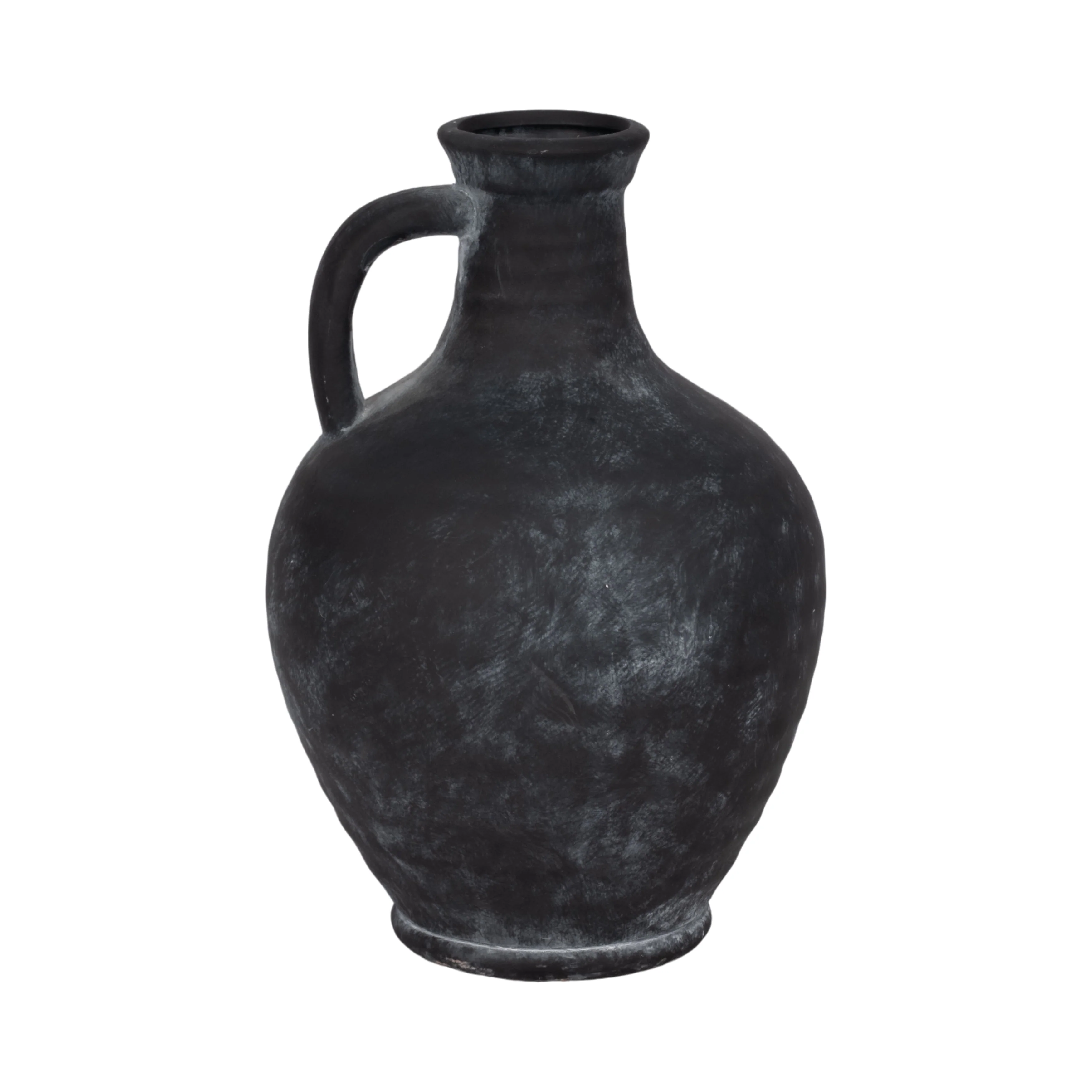 10" Weathered Terracotta Jug With Handle, Black - Image 10