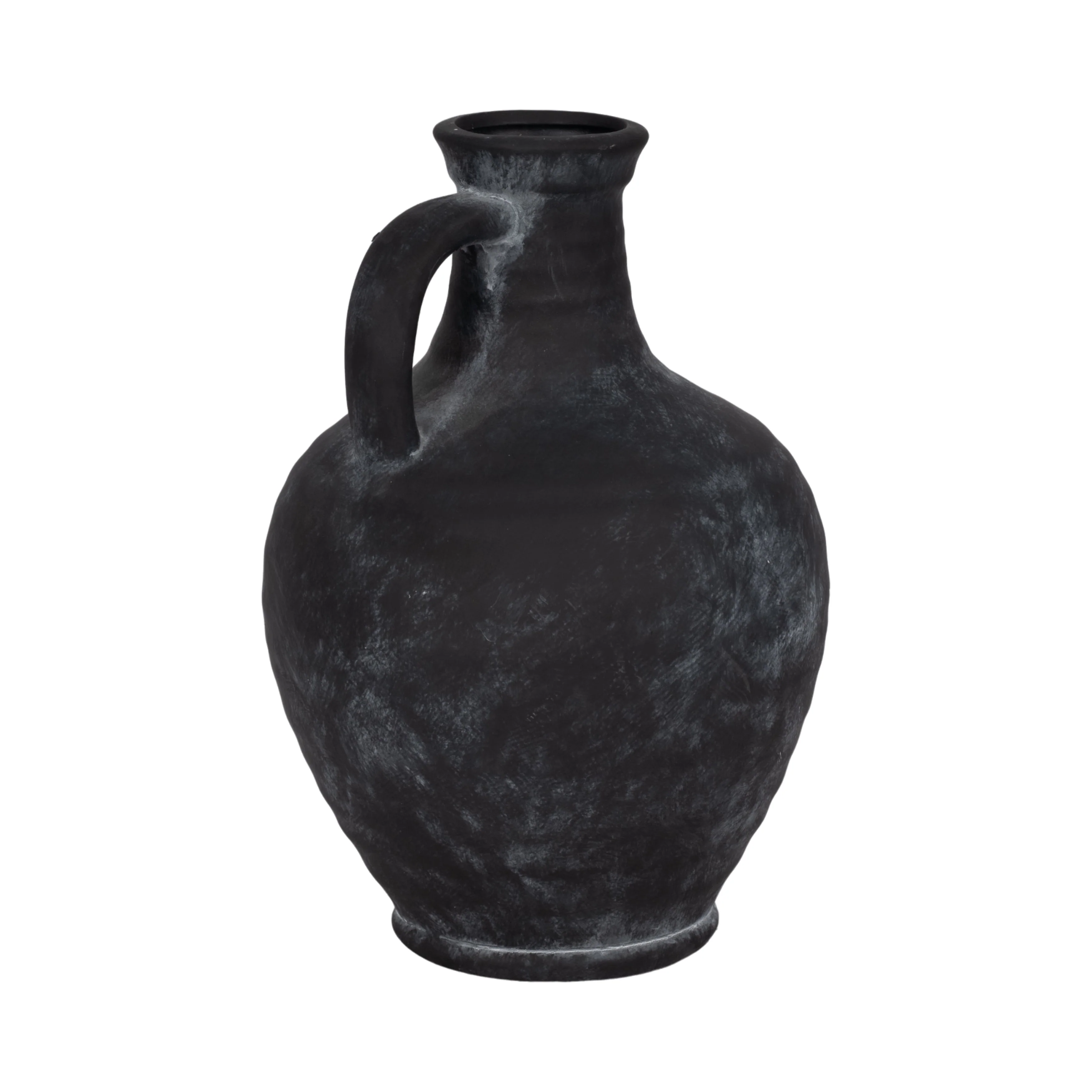 10" Weathered Terracotta Jug With Handle, Black - Image 12