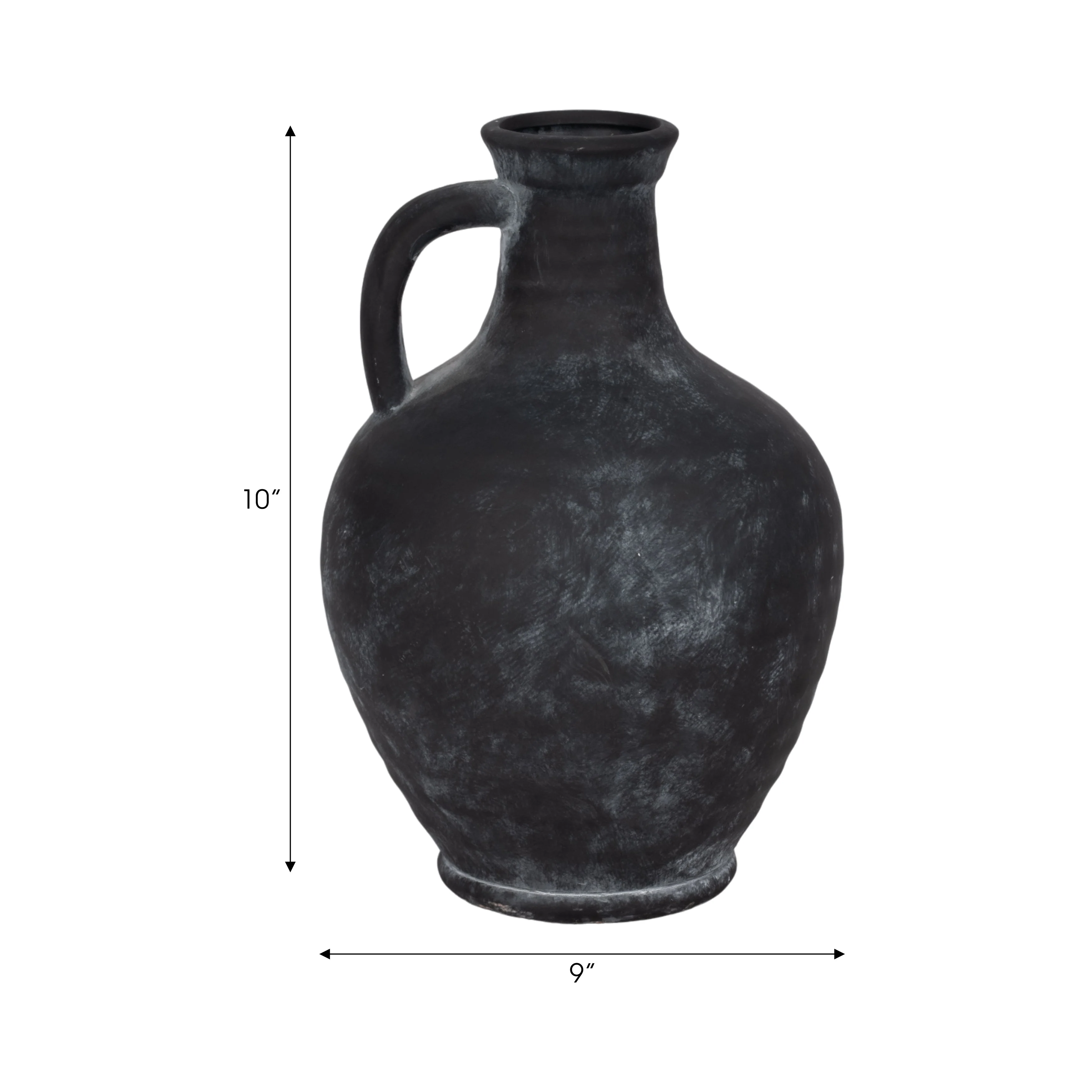 10" Weathered Terracotta Jug With Handle, Black - Image 18
