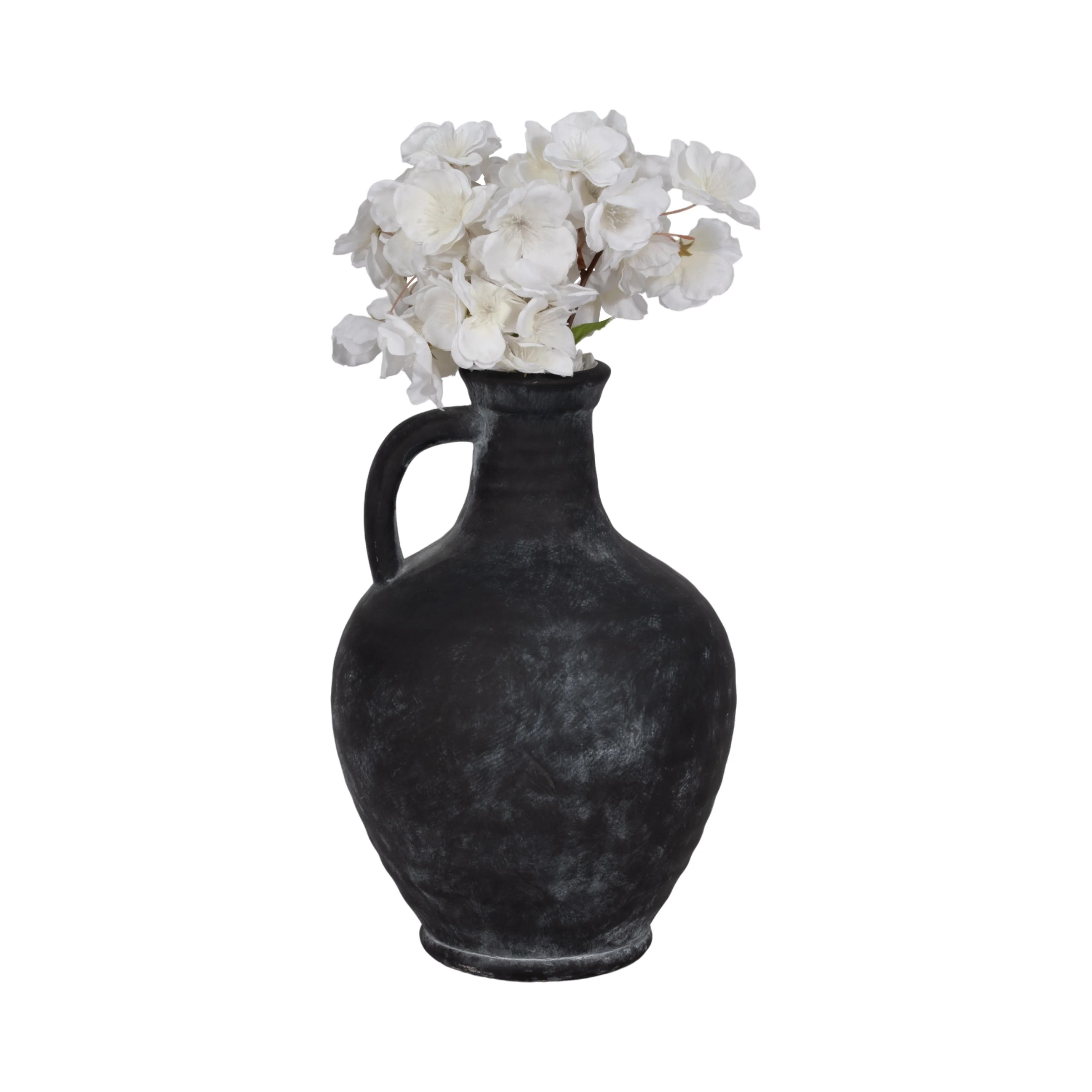 10" Weathered Terracotta Jug With Handle, Black - Image 2