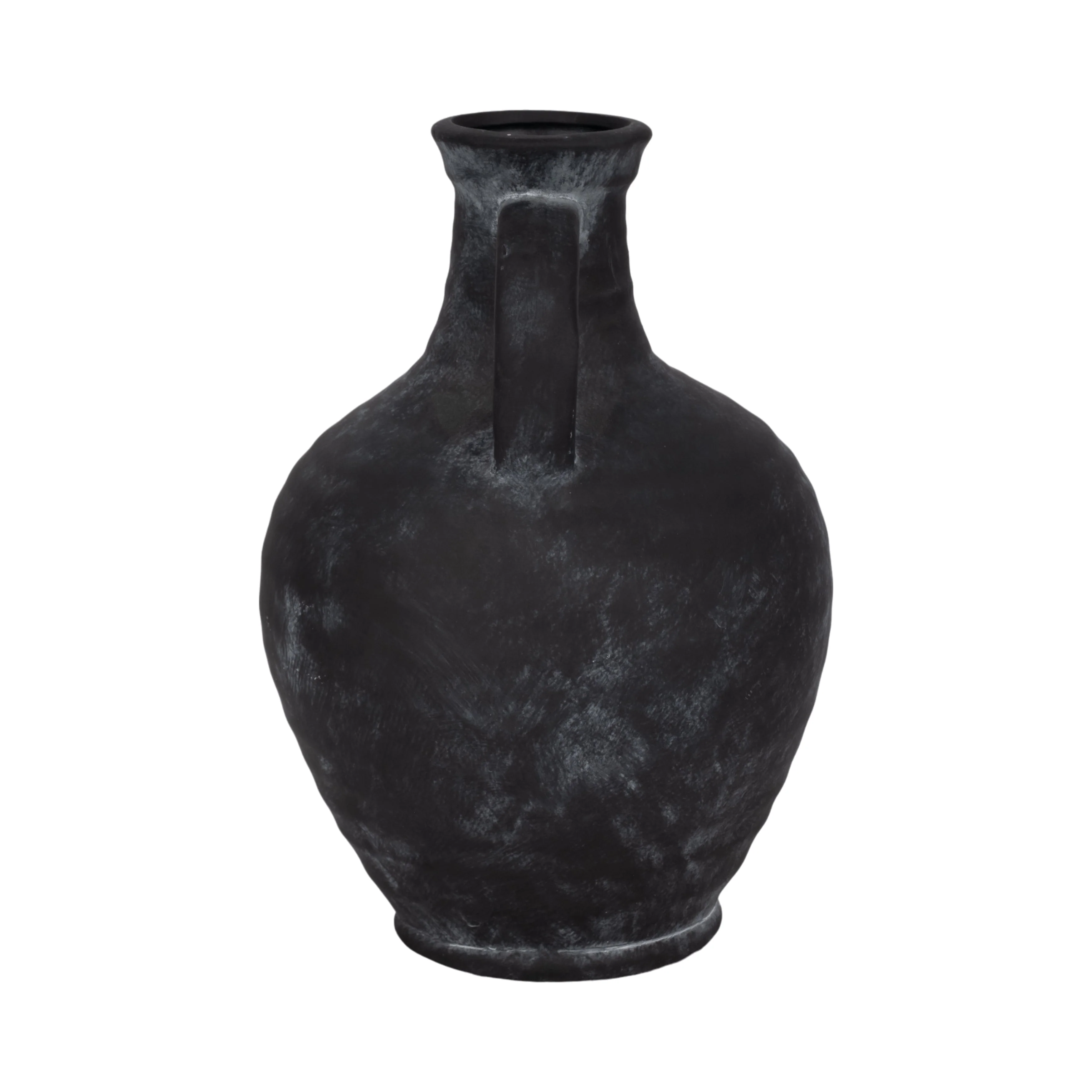 10" Weathered Terracotta Jug With Handle, Black - Image 4