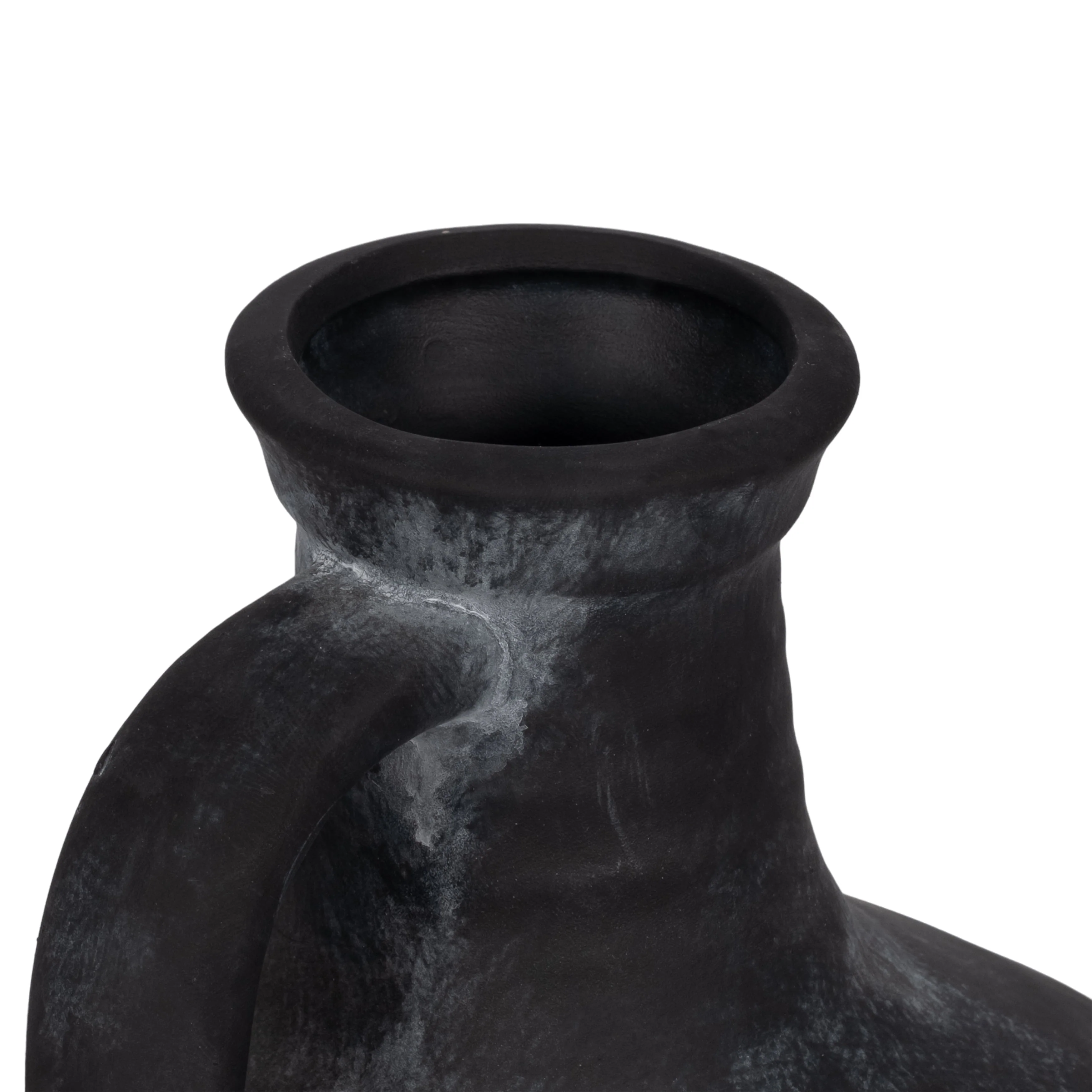 10" Weathered Terracotta Jug With Handle, Black - Image 5