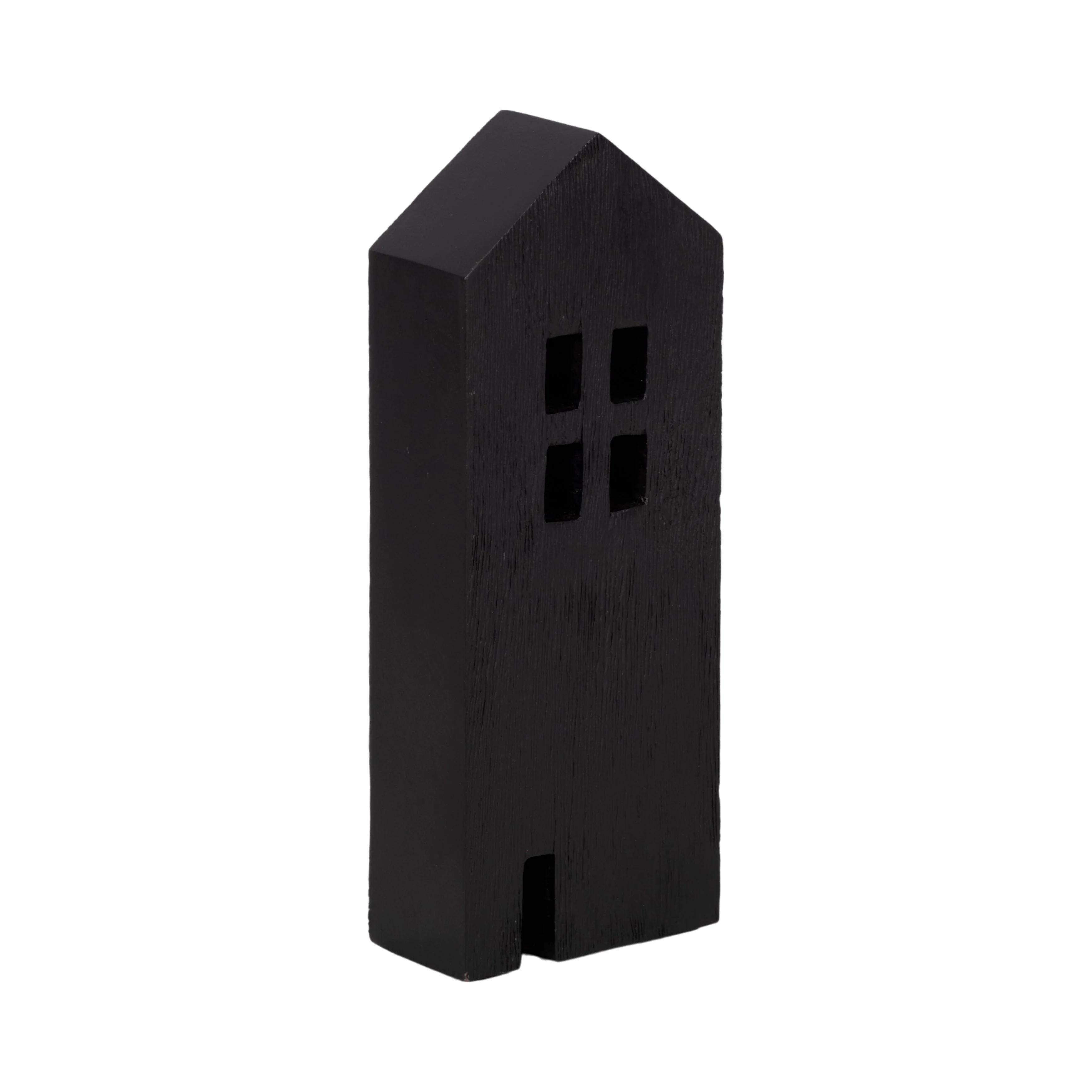 10" Wood House Decor, Black - Image 2