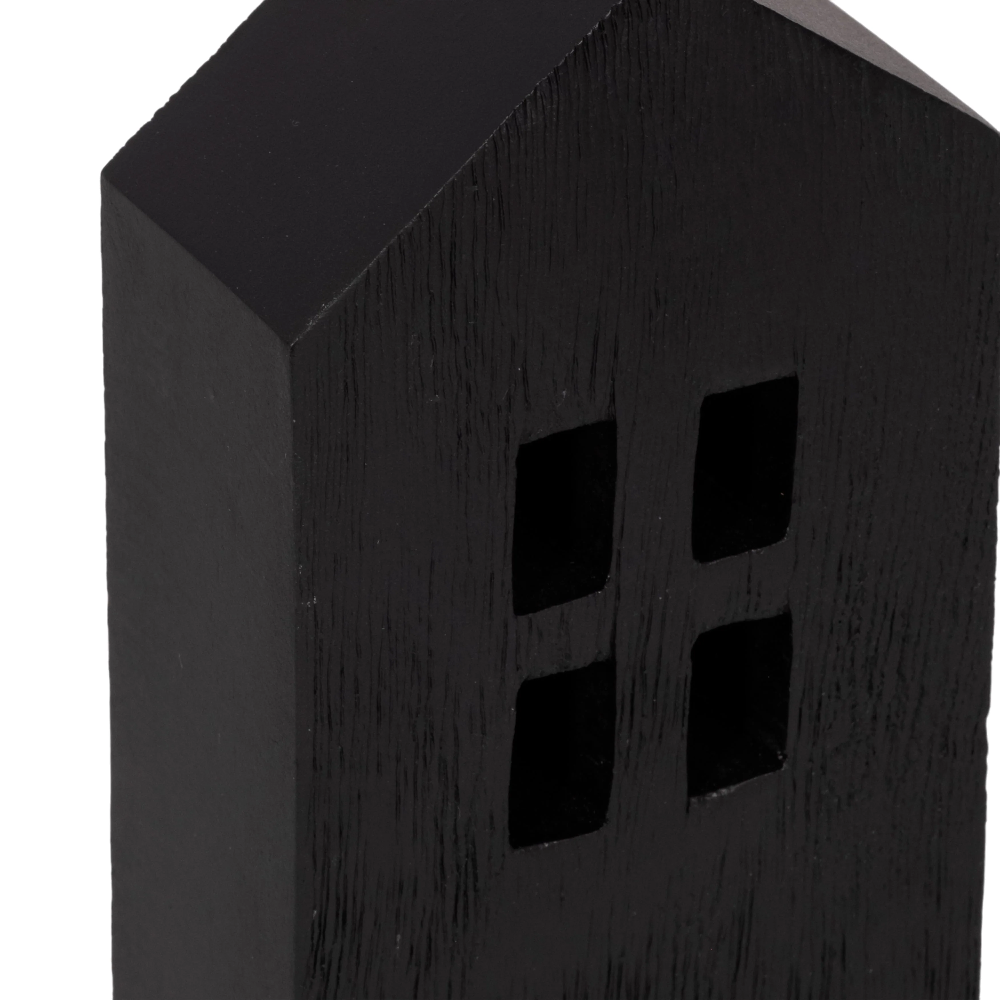 10" Wood House Decor, Black - Image 5
