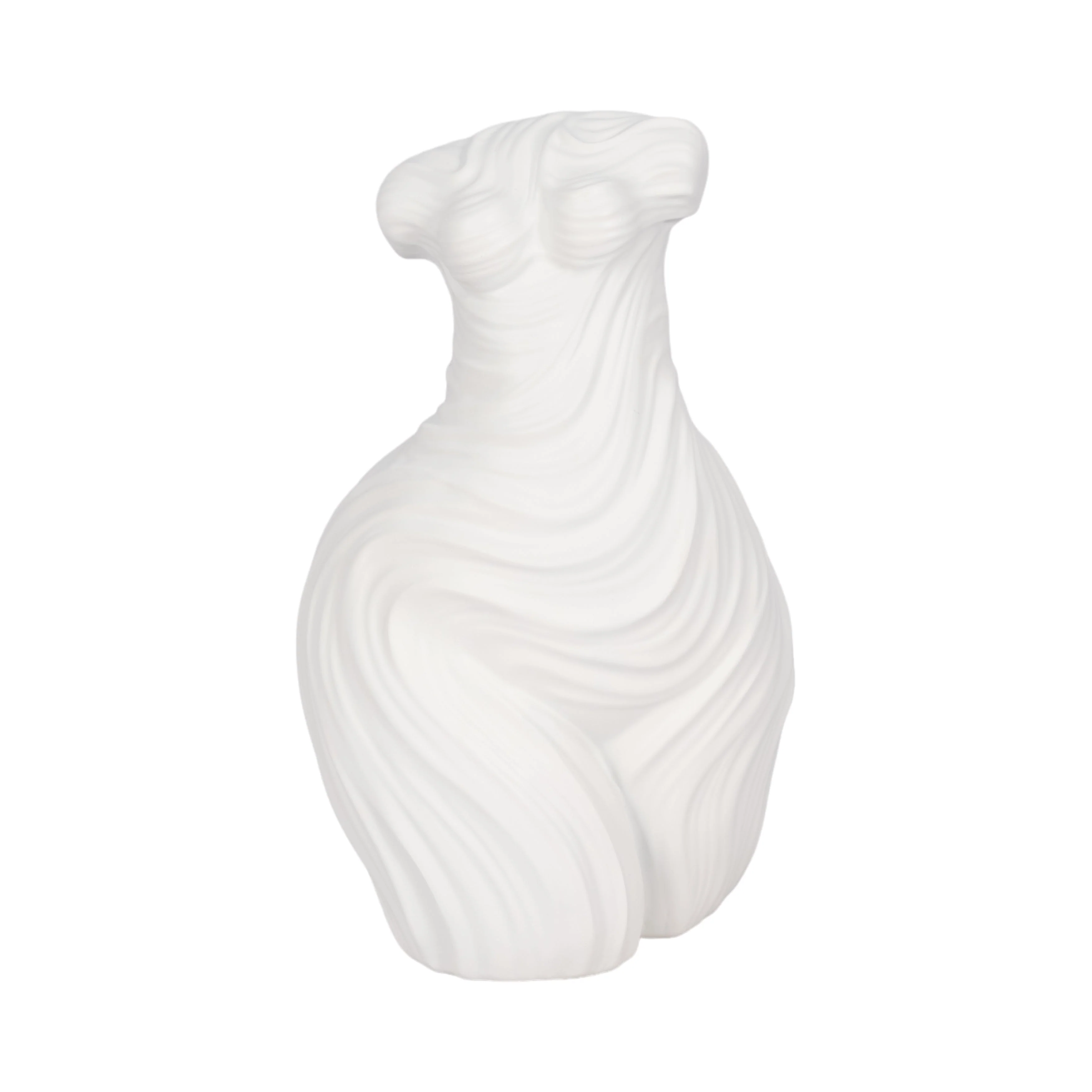 11" Curvy Ribbed Sculpture, White - Image 11