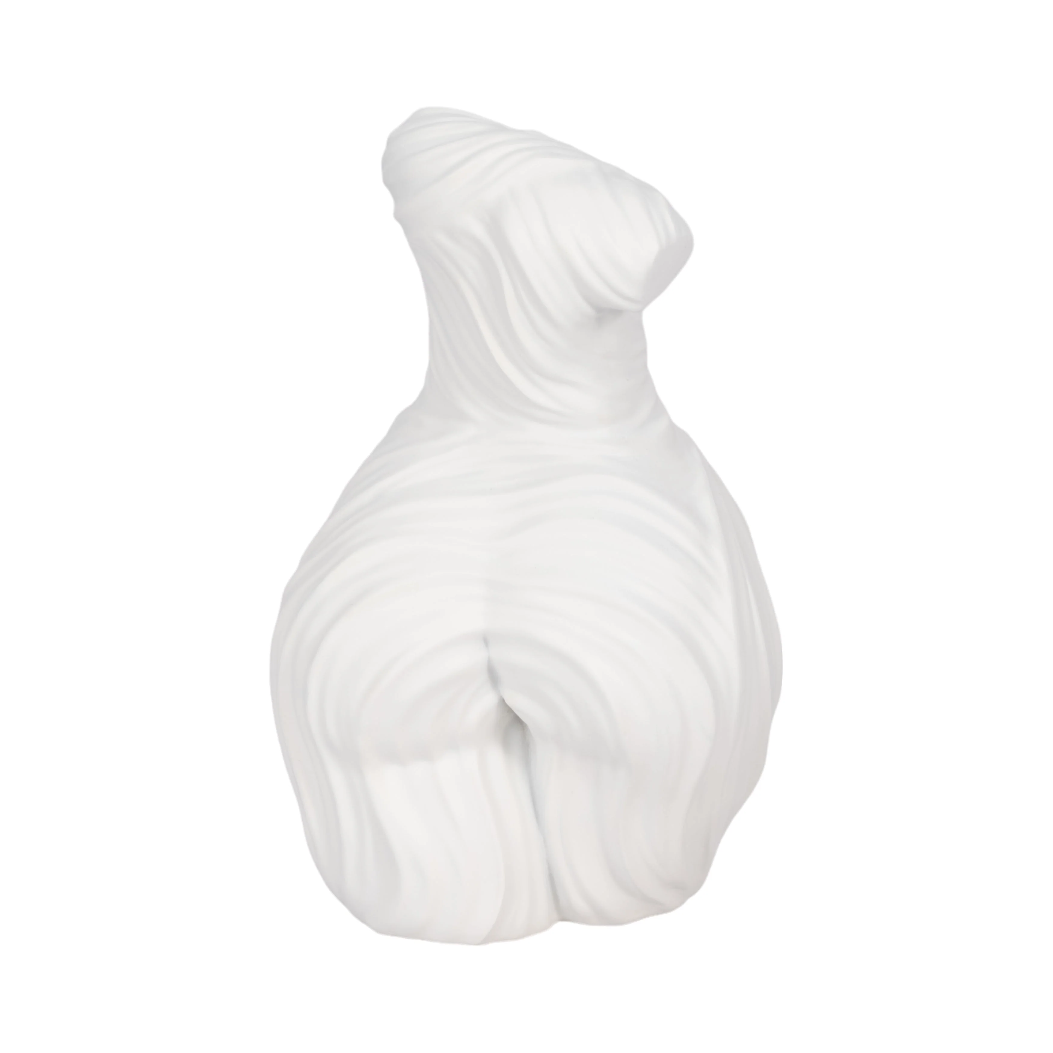 11" Curvy Ribbed Sculpture, White - Image 13