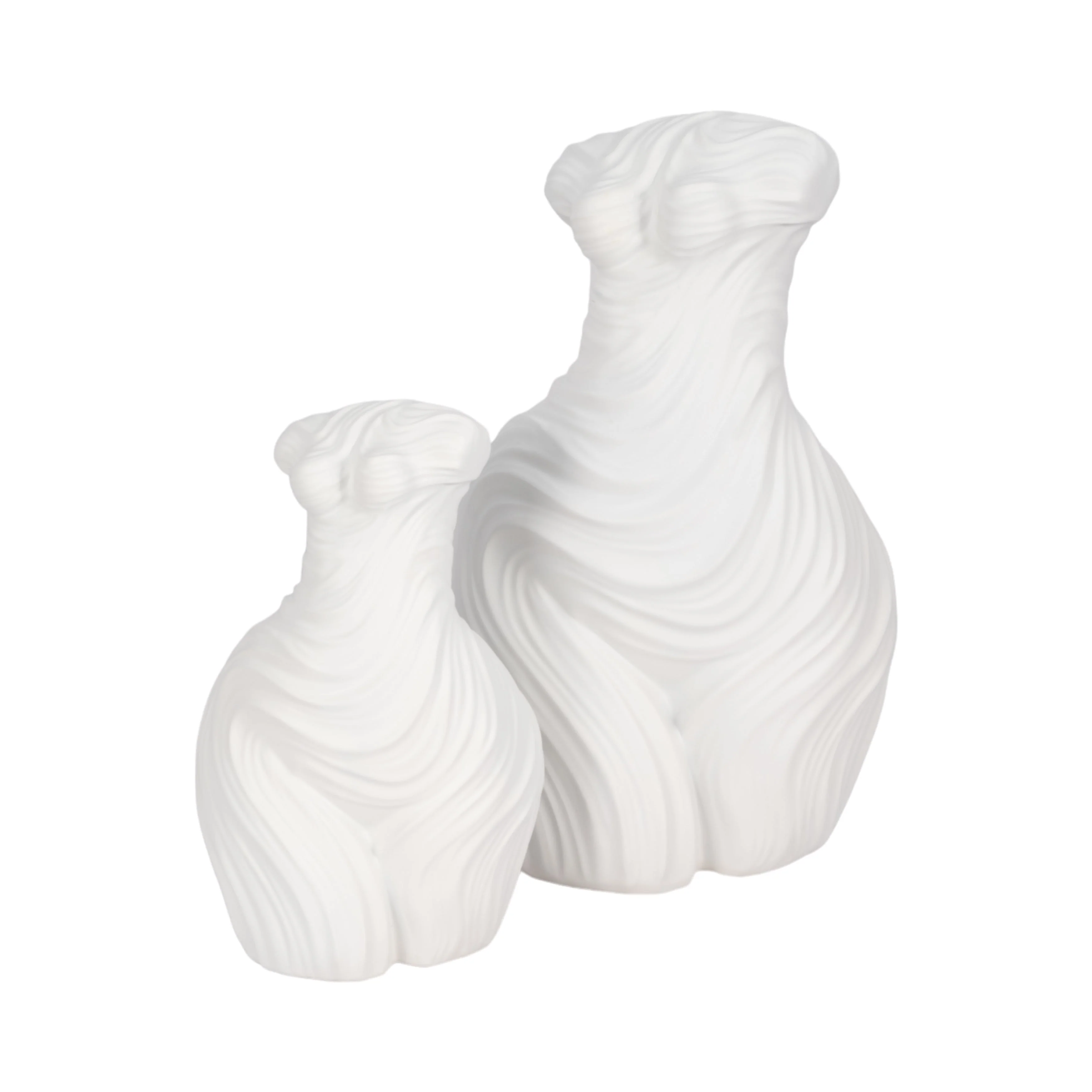 11" Curvy Ribbed Sculpture, White - Image 17