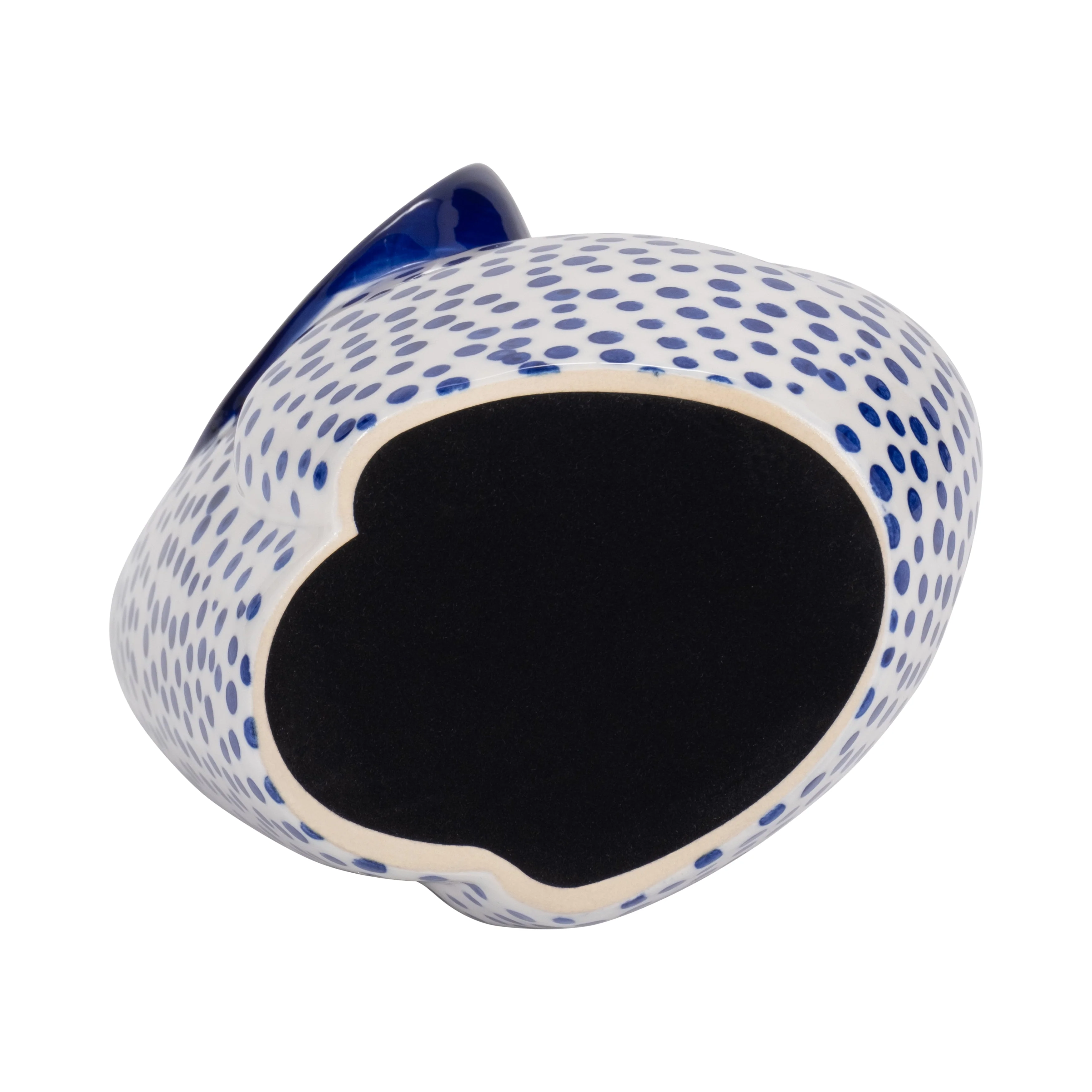 11" Hand Stamped Trunk Up Elephant, Blue/white - Image 7