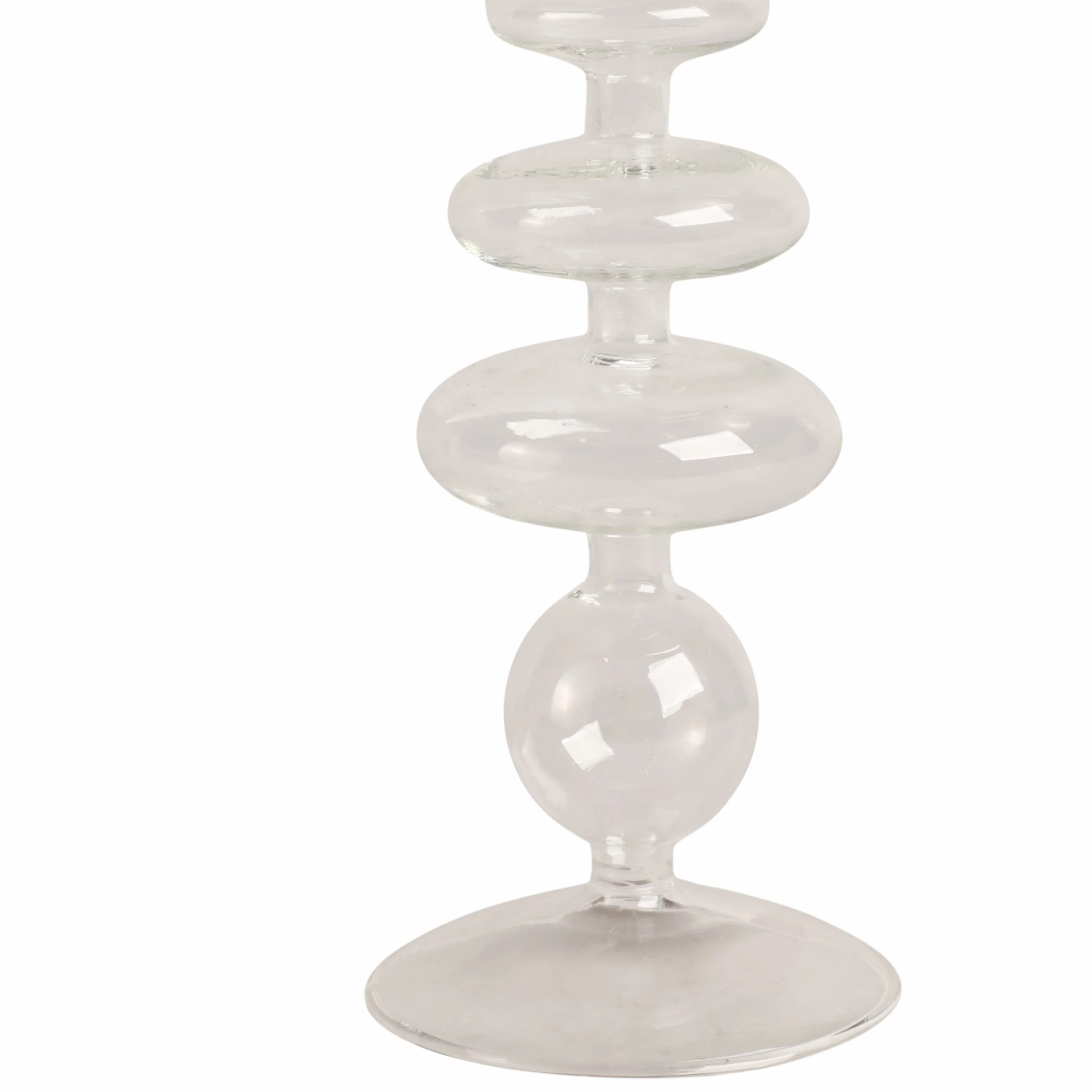11" Vintage Glass Taper Candle Holder, Clear - Image 4