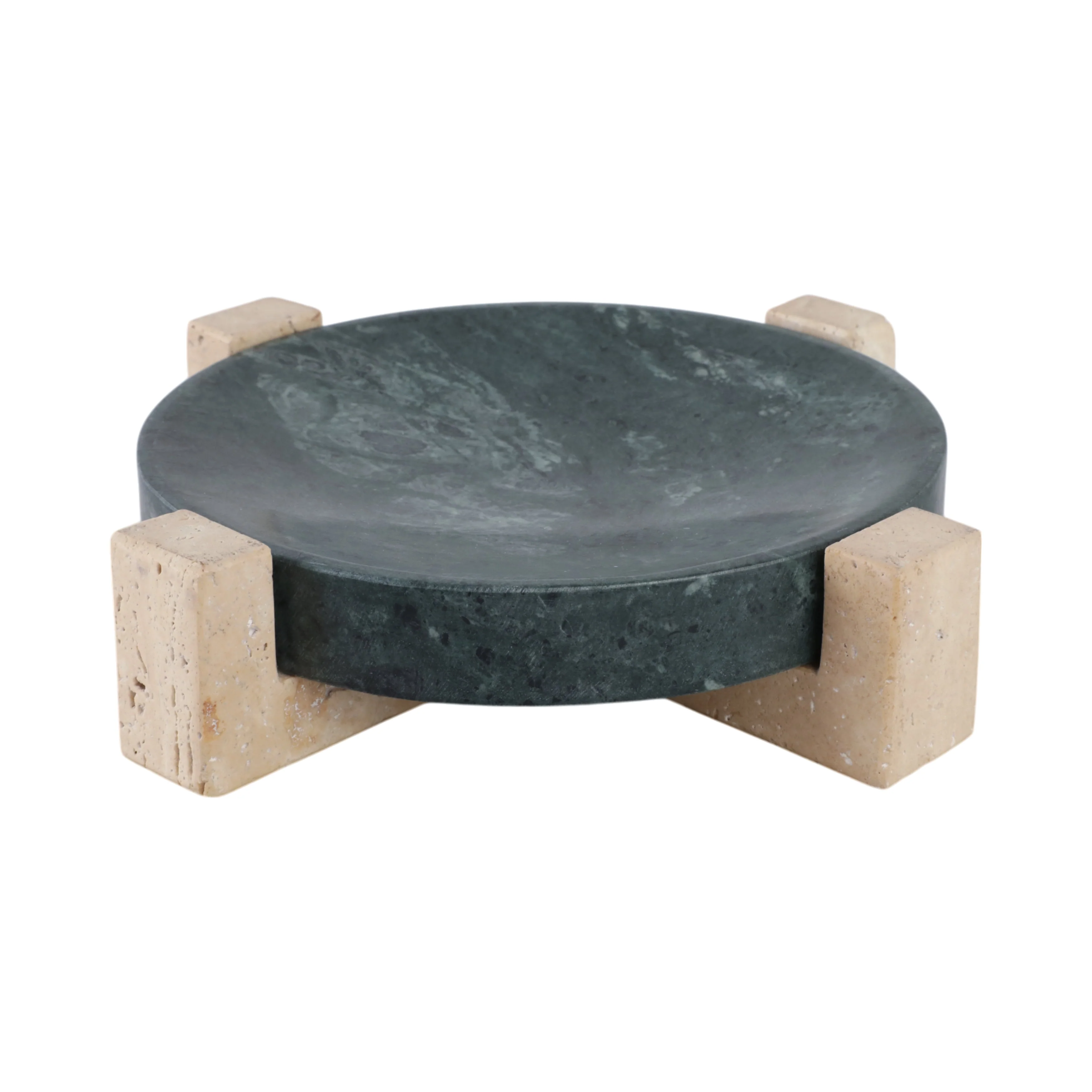 12" Archer Small Green Marble And Travertine Tray - Image 2