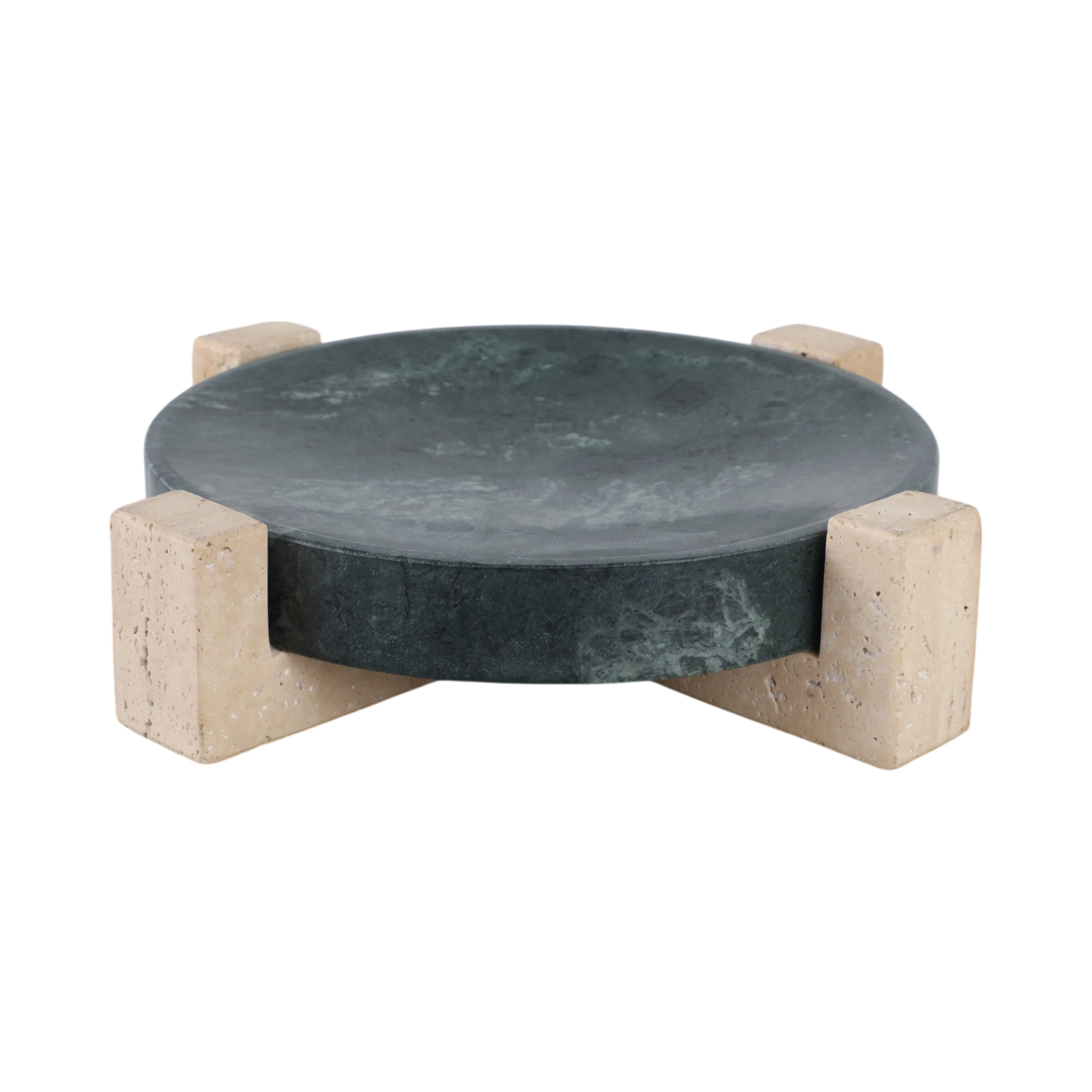 12" Archer Small Green Marble And Travertine Tray - Image 5