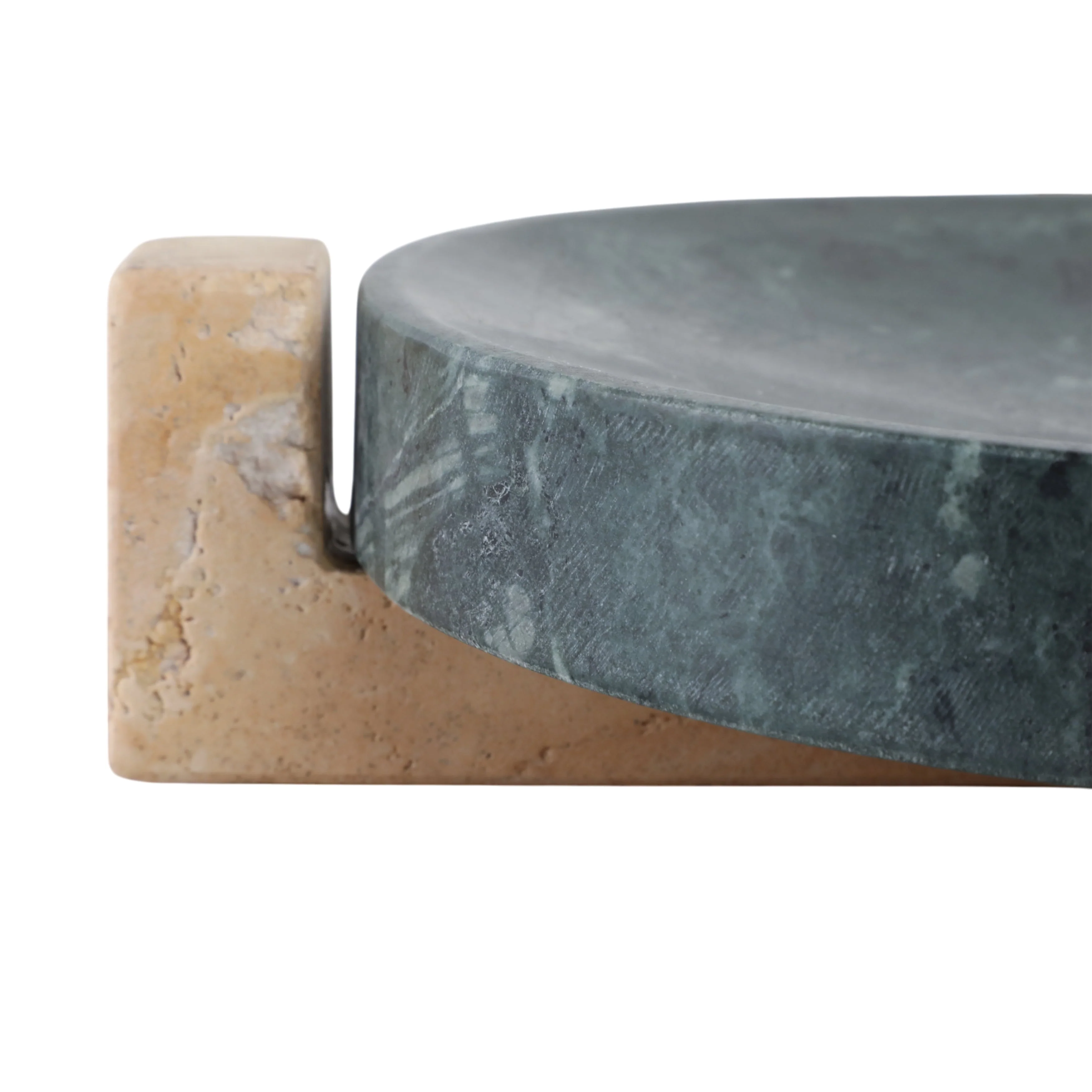 12" Archer Small Green Marble And Travertine Tray - Image 6