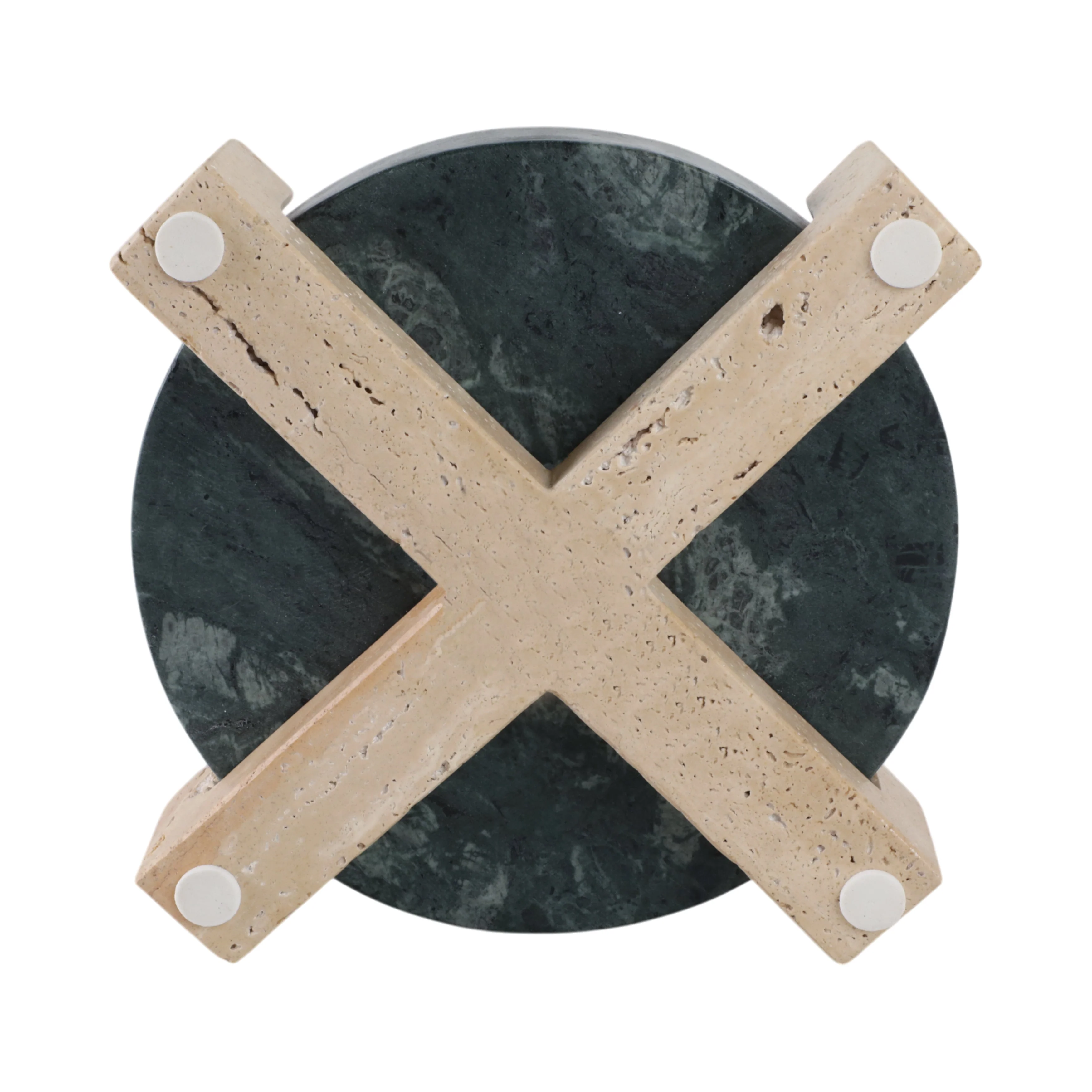 12" Archer Small Green Marble And Travertine Tray - Image 8