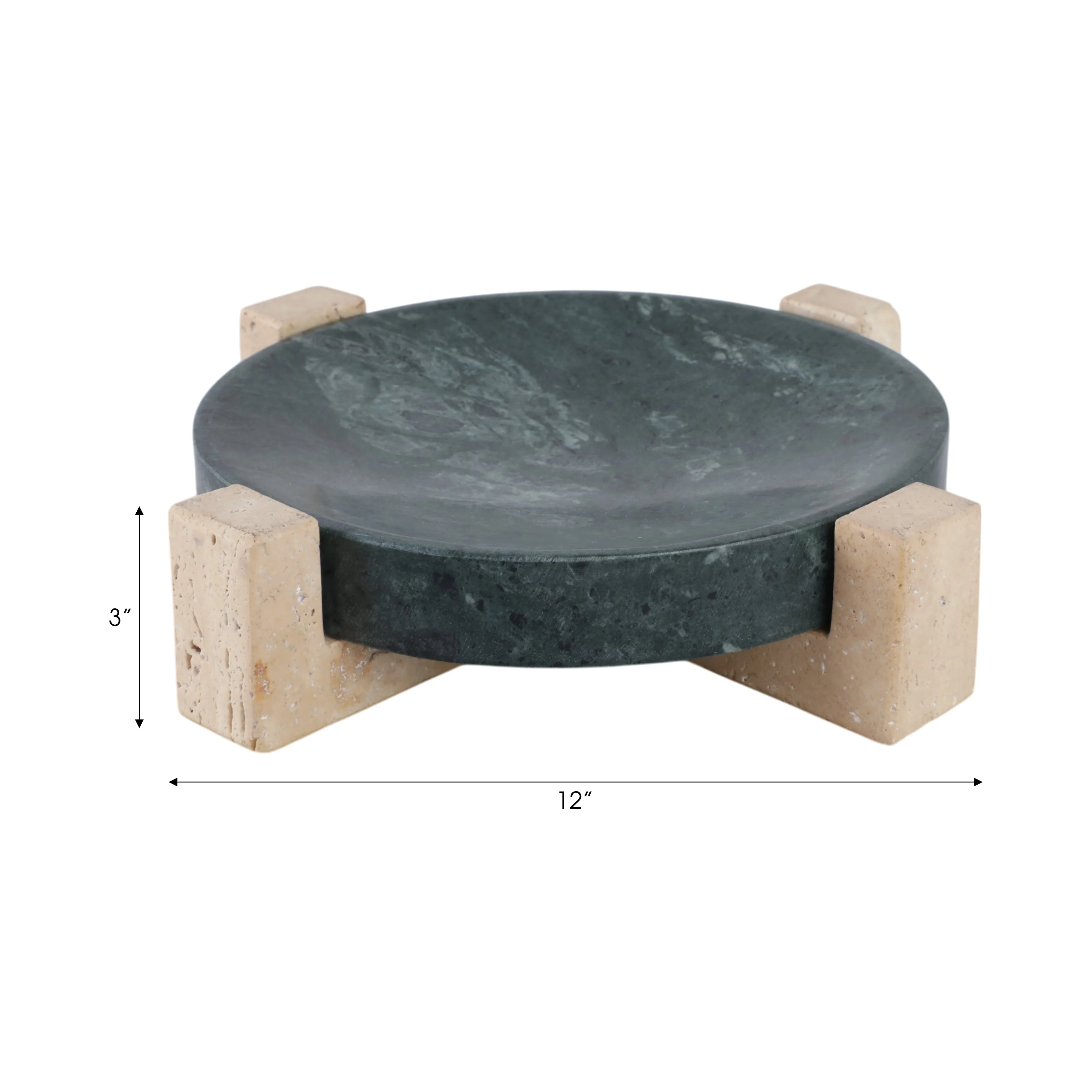 12" Archer Small Green Marble And Travertine Tray - Image 9
