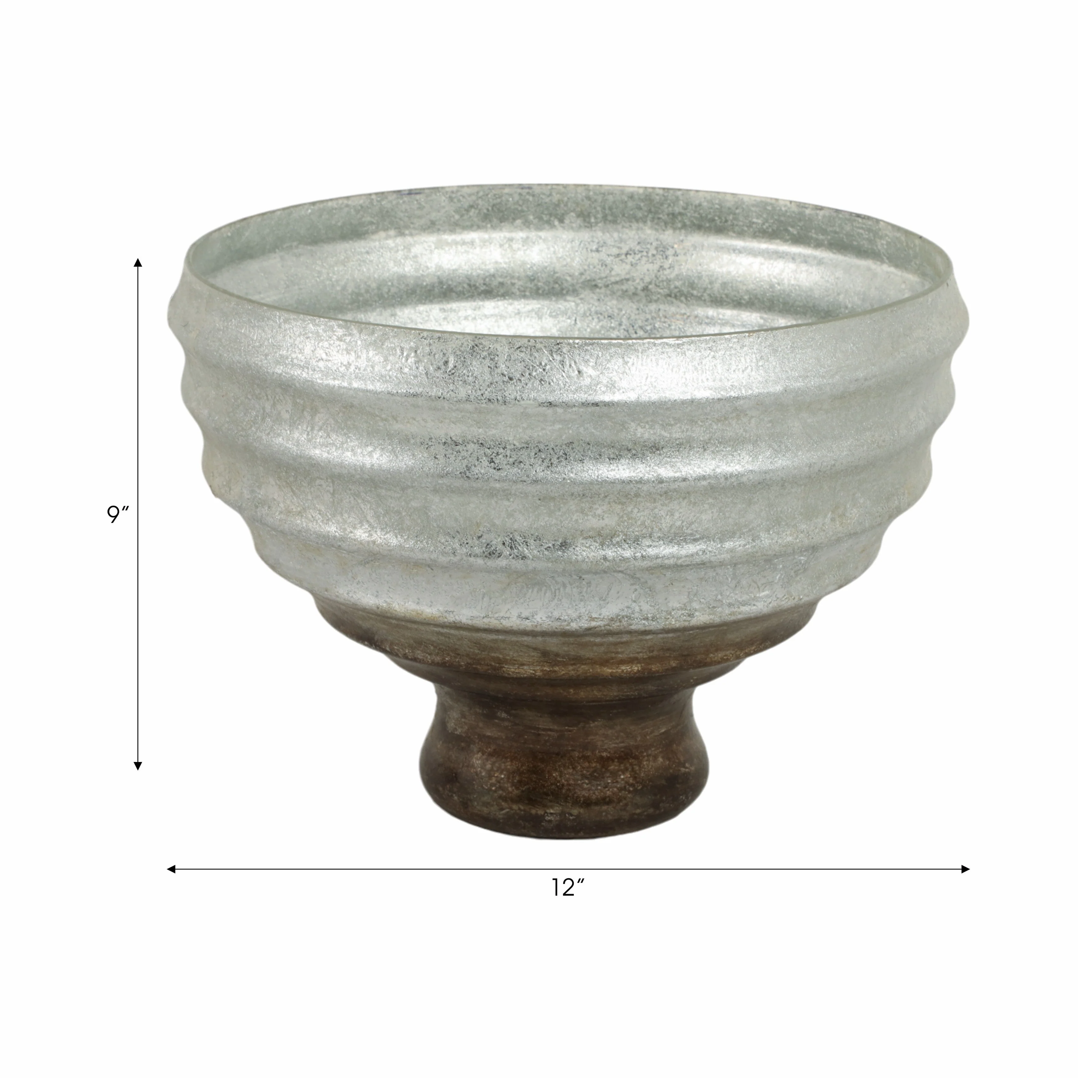 12" Glass Pedestal Bowl Ombre Finish, Multi - Image 11