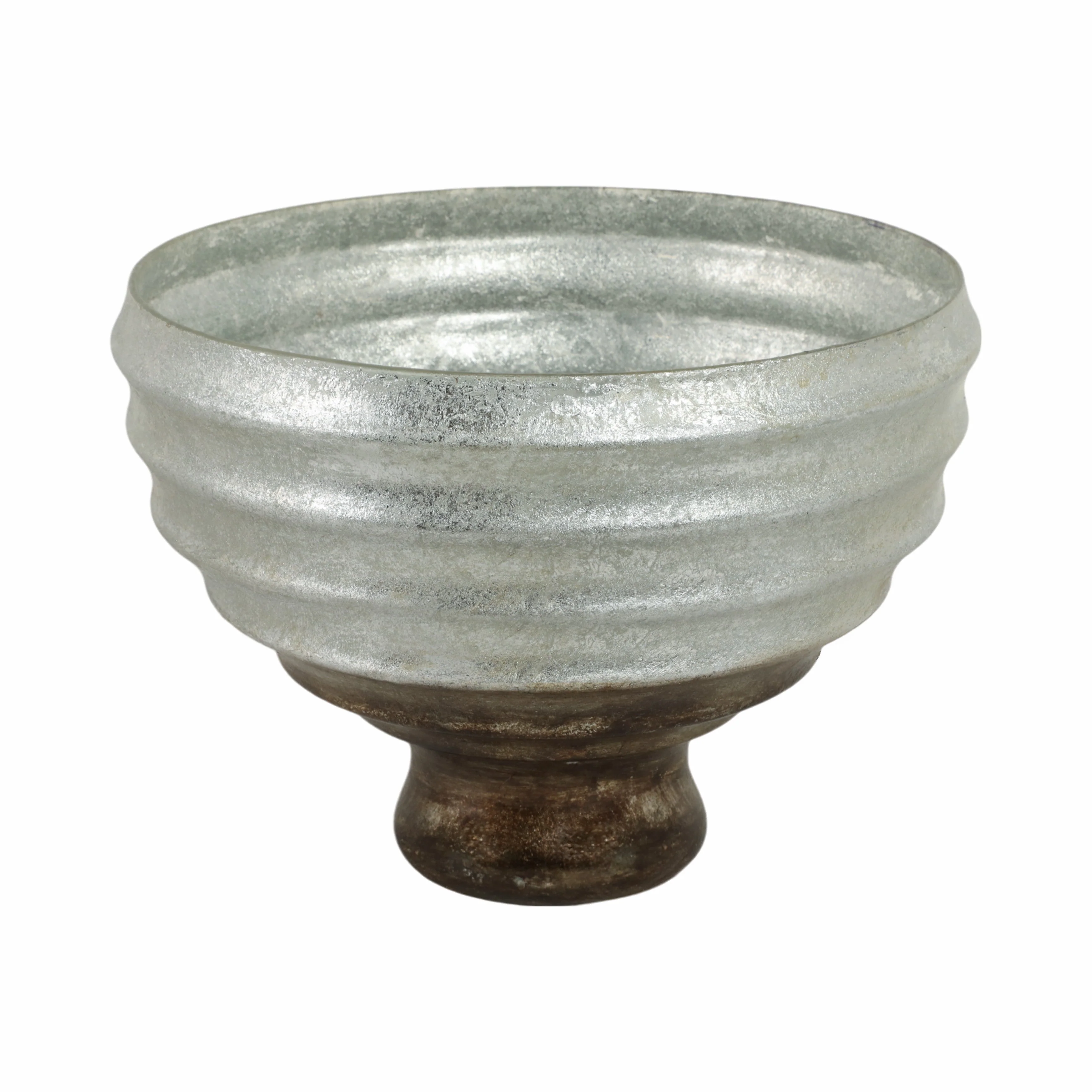 12" Glass Pedestal Bowl Ombre Finish, Multi - Image 7