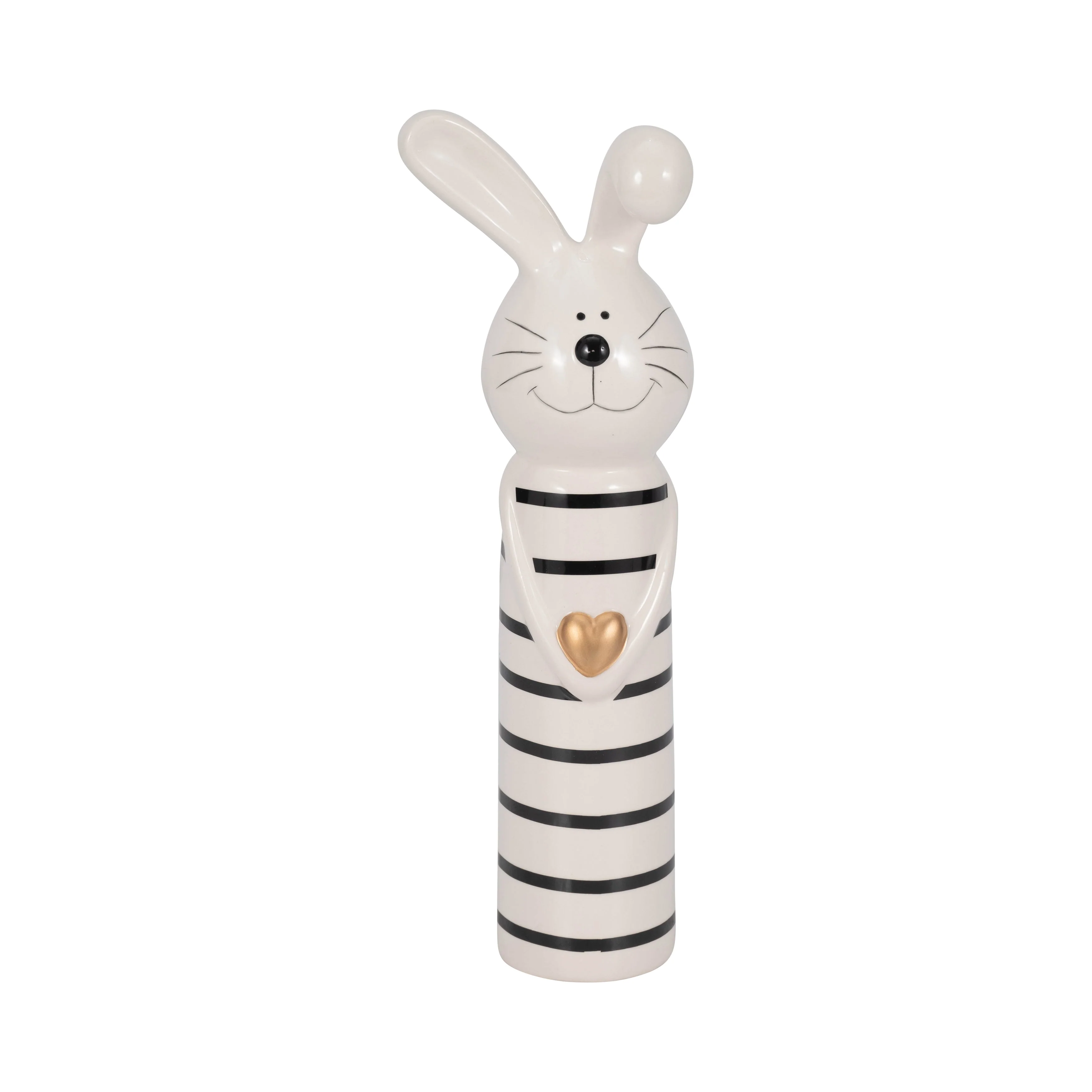 12" Lines Bunny With Gold Heart, White/black - Image 12