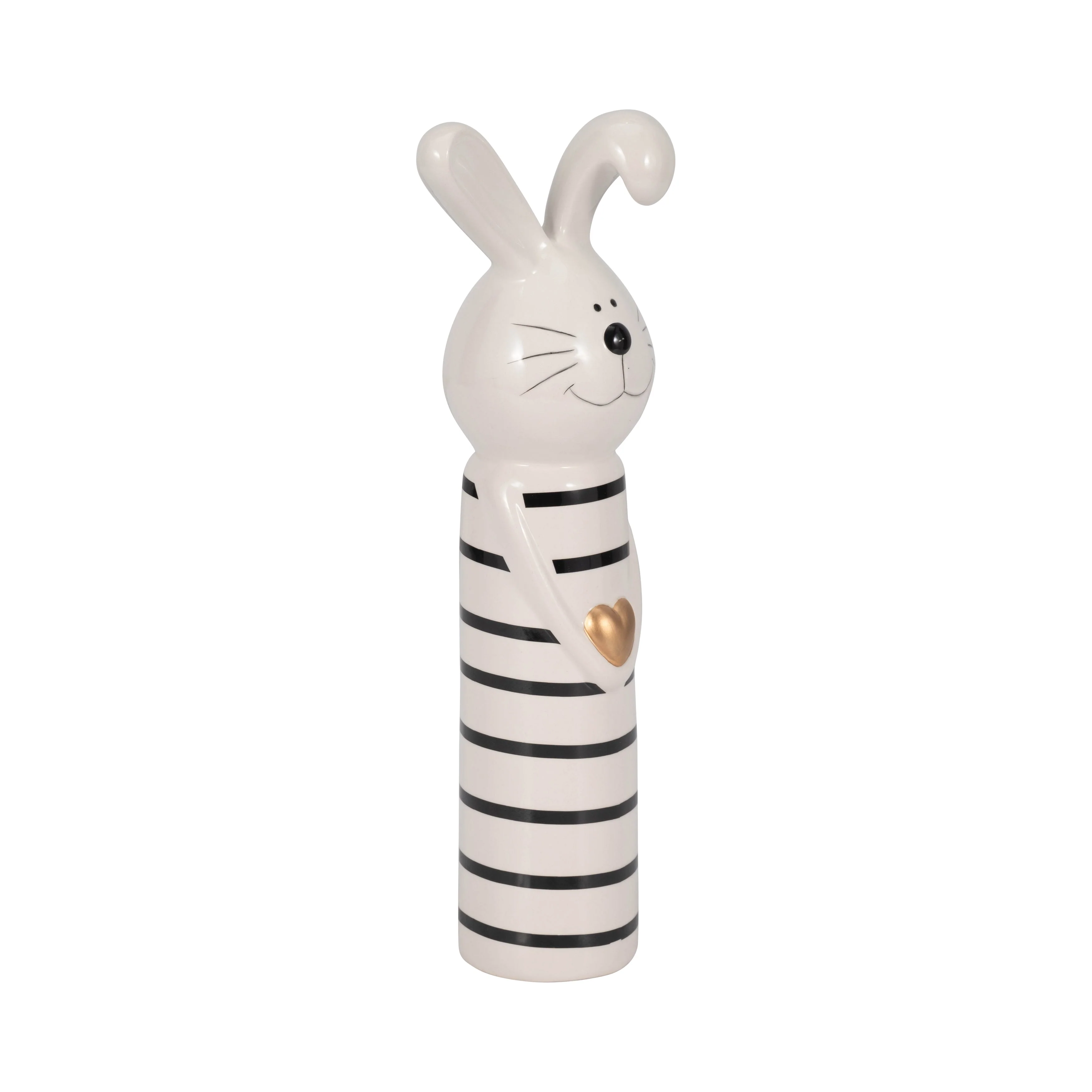12" Lines Bunny With Gold Heart, White/black - Image 13