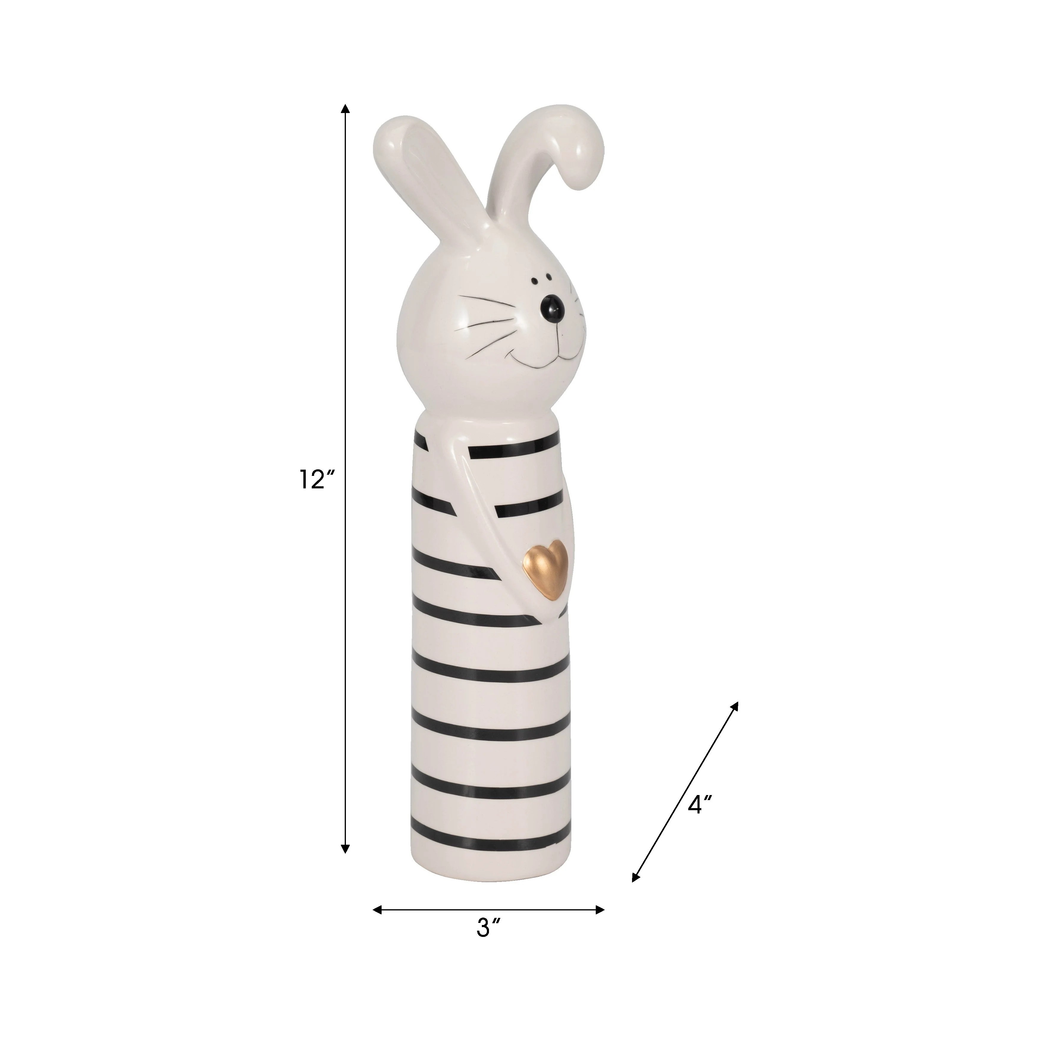 12" Lines Bunny With Gold Heart, White/black - Image 20