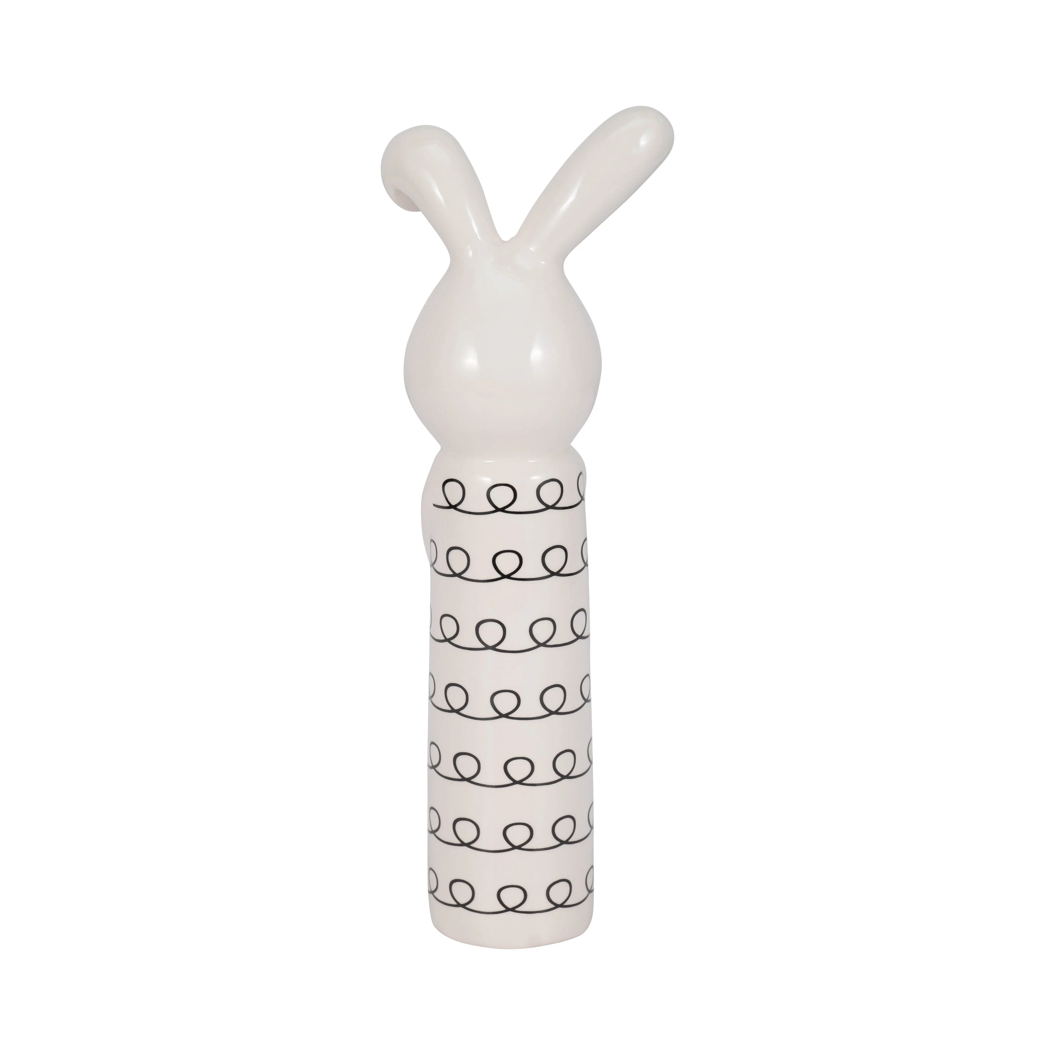 12" Squiggly Bunny With Gold Heart, White/black - Image 15