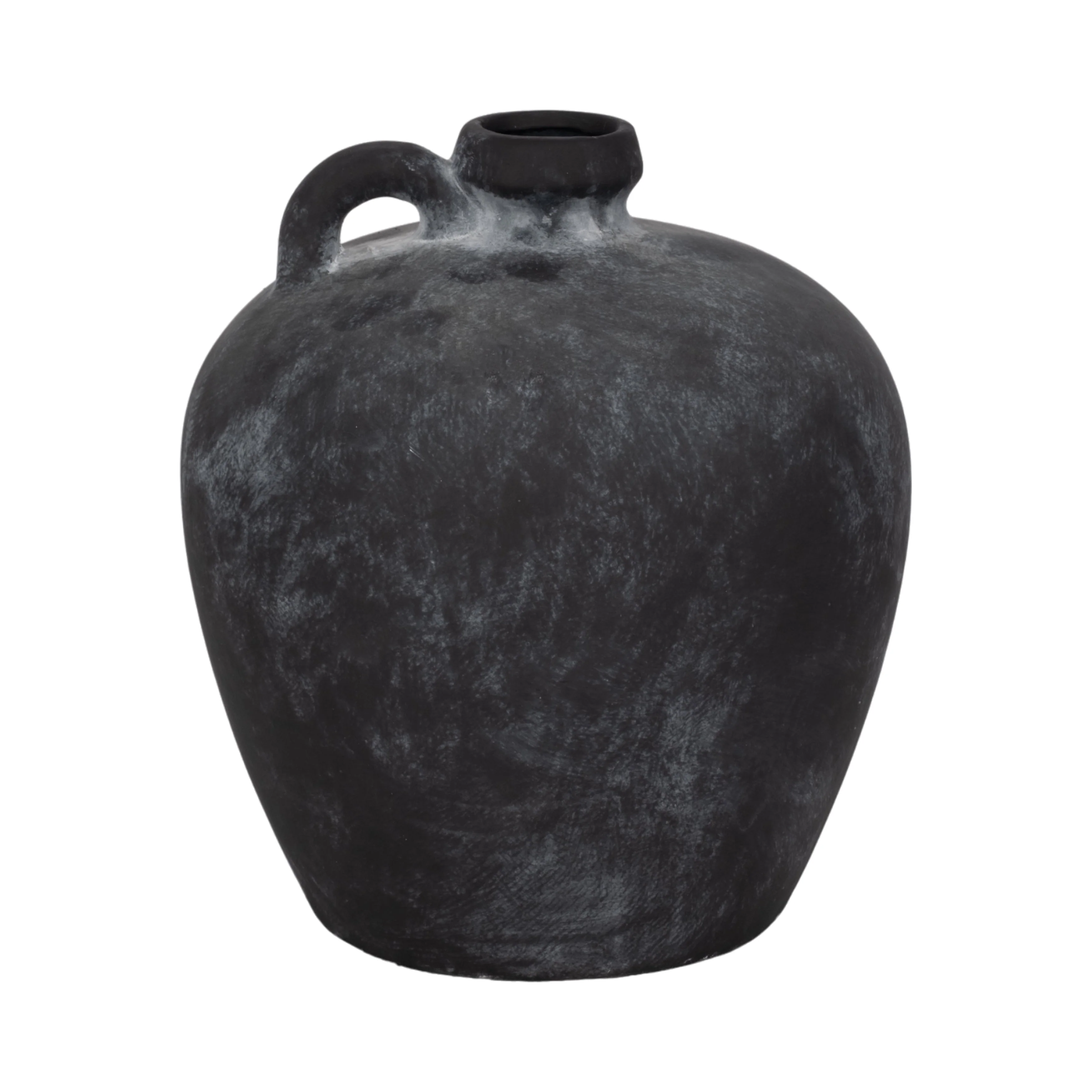 12" Weathered Terracotta Jug With Handle, Black - Image 10