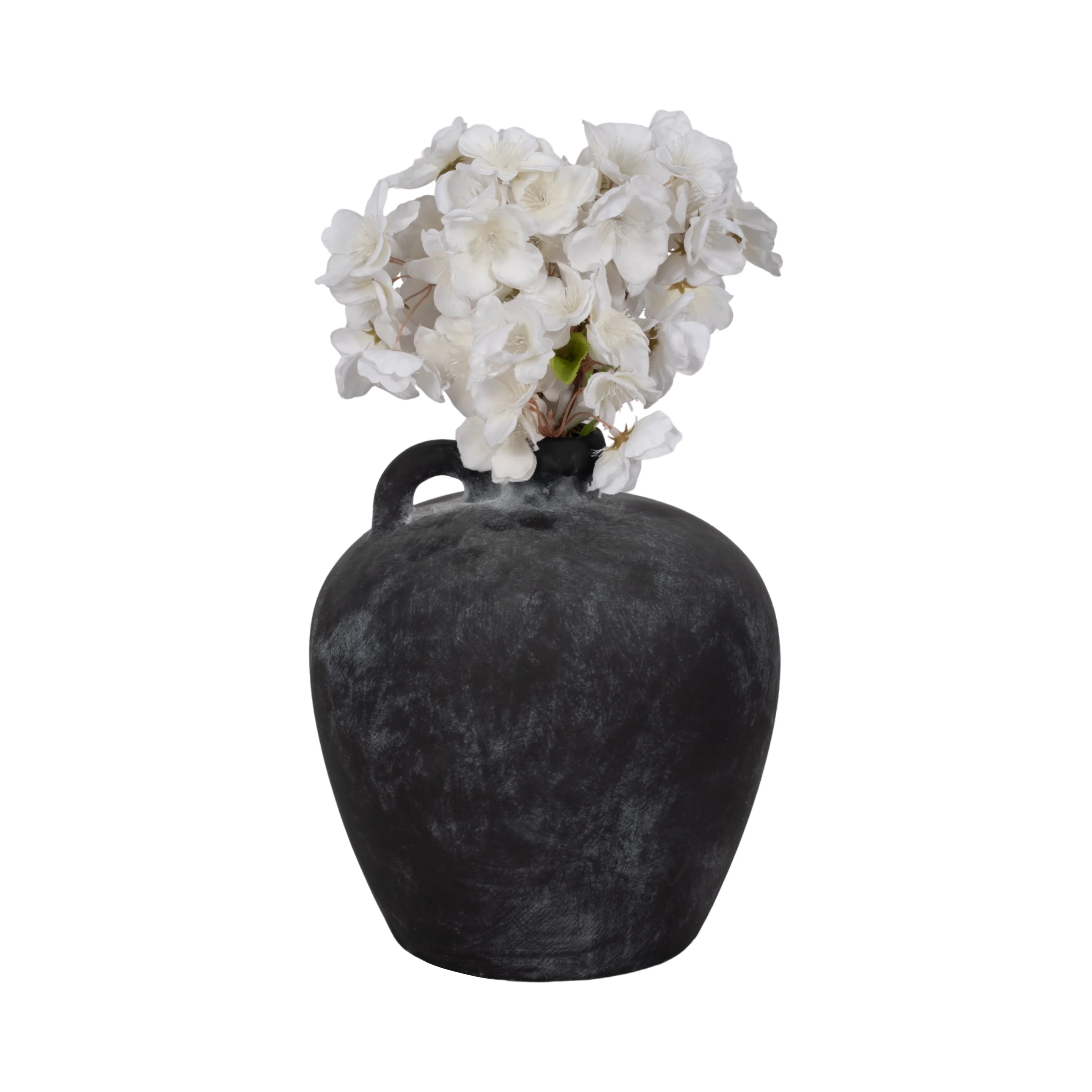 12" Weathered Terracotta Jug With Handle, Black - Image 11