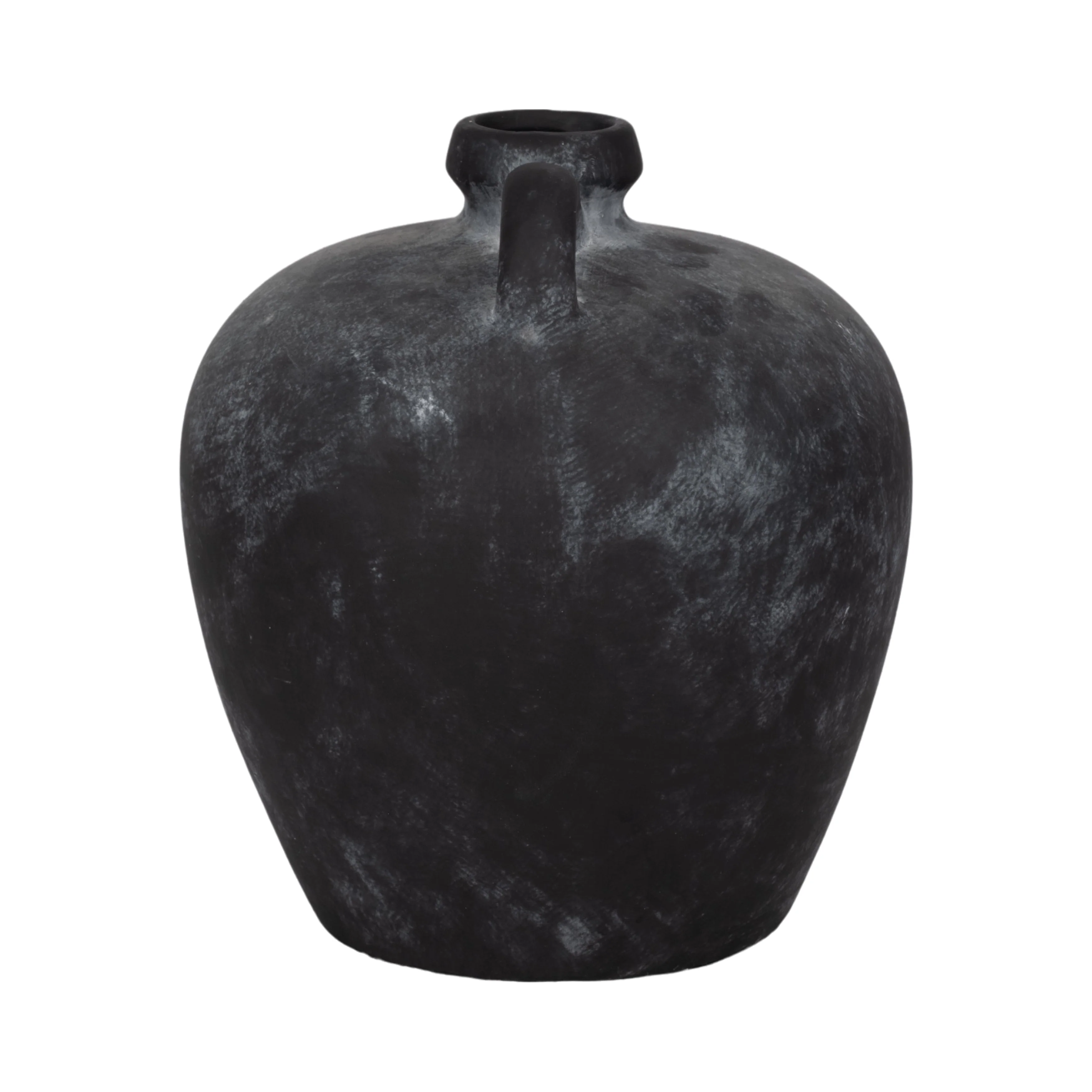 12" Weathered Terracotta Jug With Handle, Black - Image 4