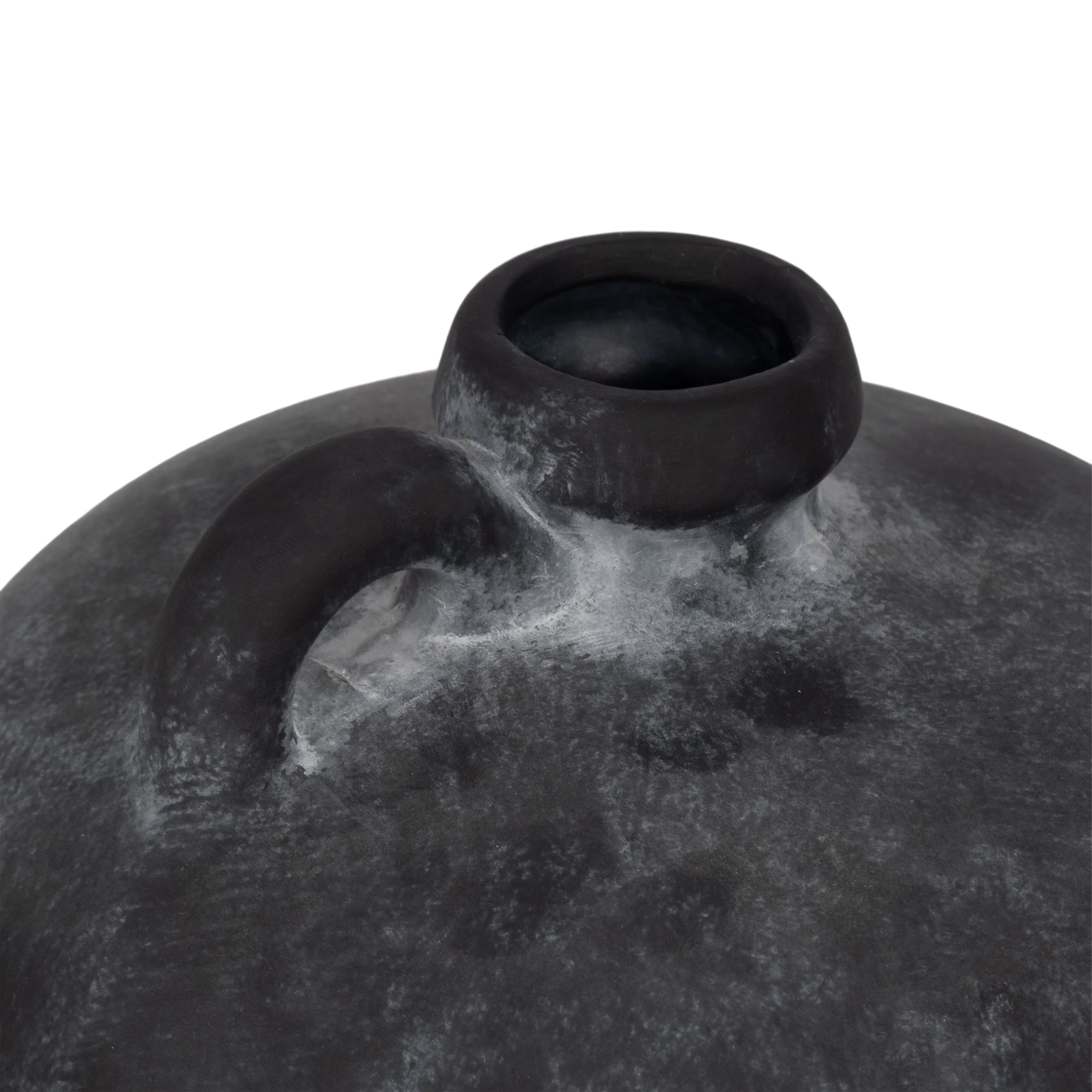 12" Weathered Terracotta Jug With Handle, Black - Image 5