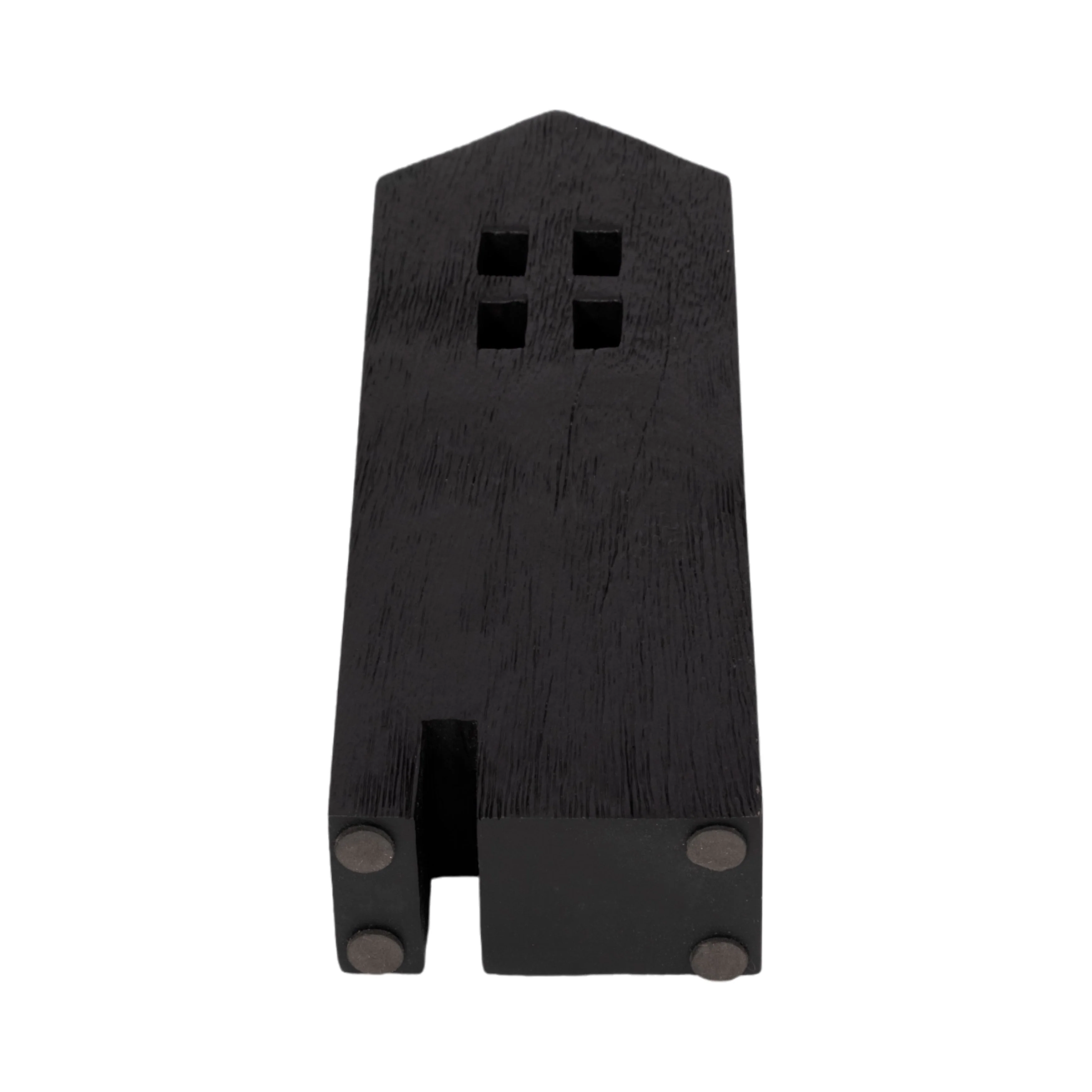 12" Wood House Decor, Black - Image 7