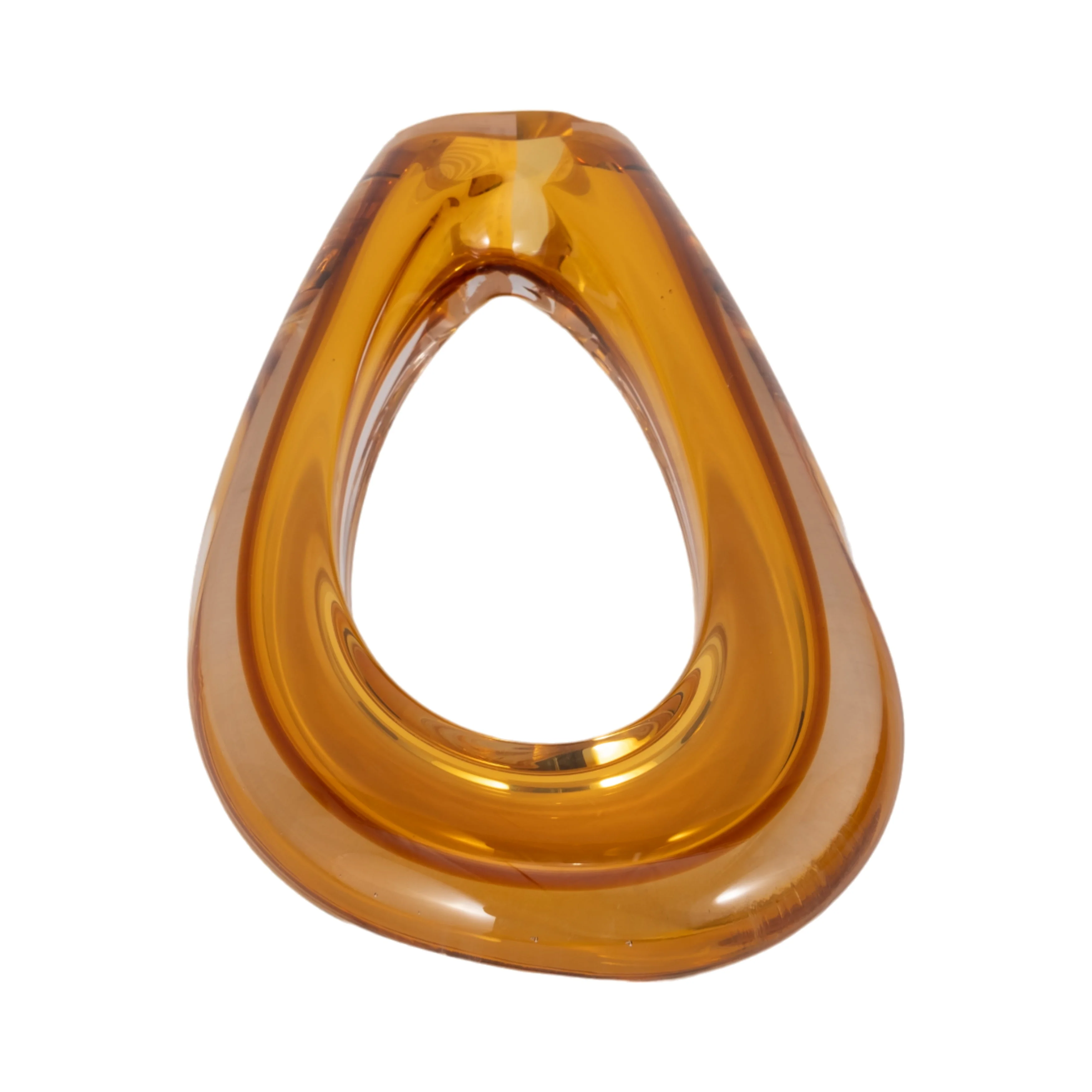 12" Zuri Cut-out Amber Art Glass - Image 6