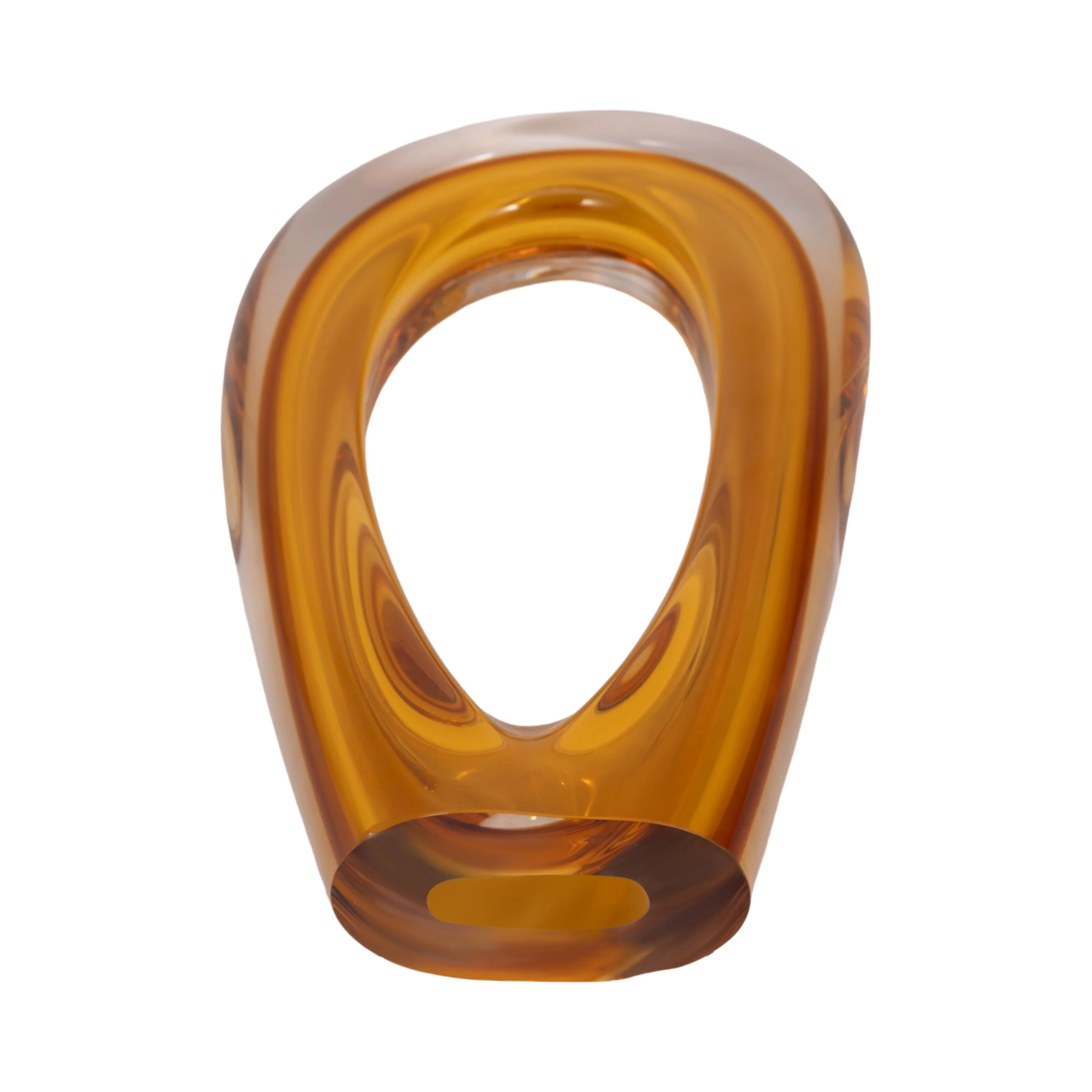 12" Zuri Cut-out Amber Art Glass - Image 7