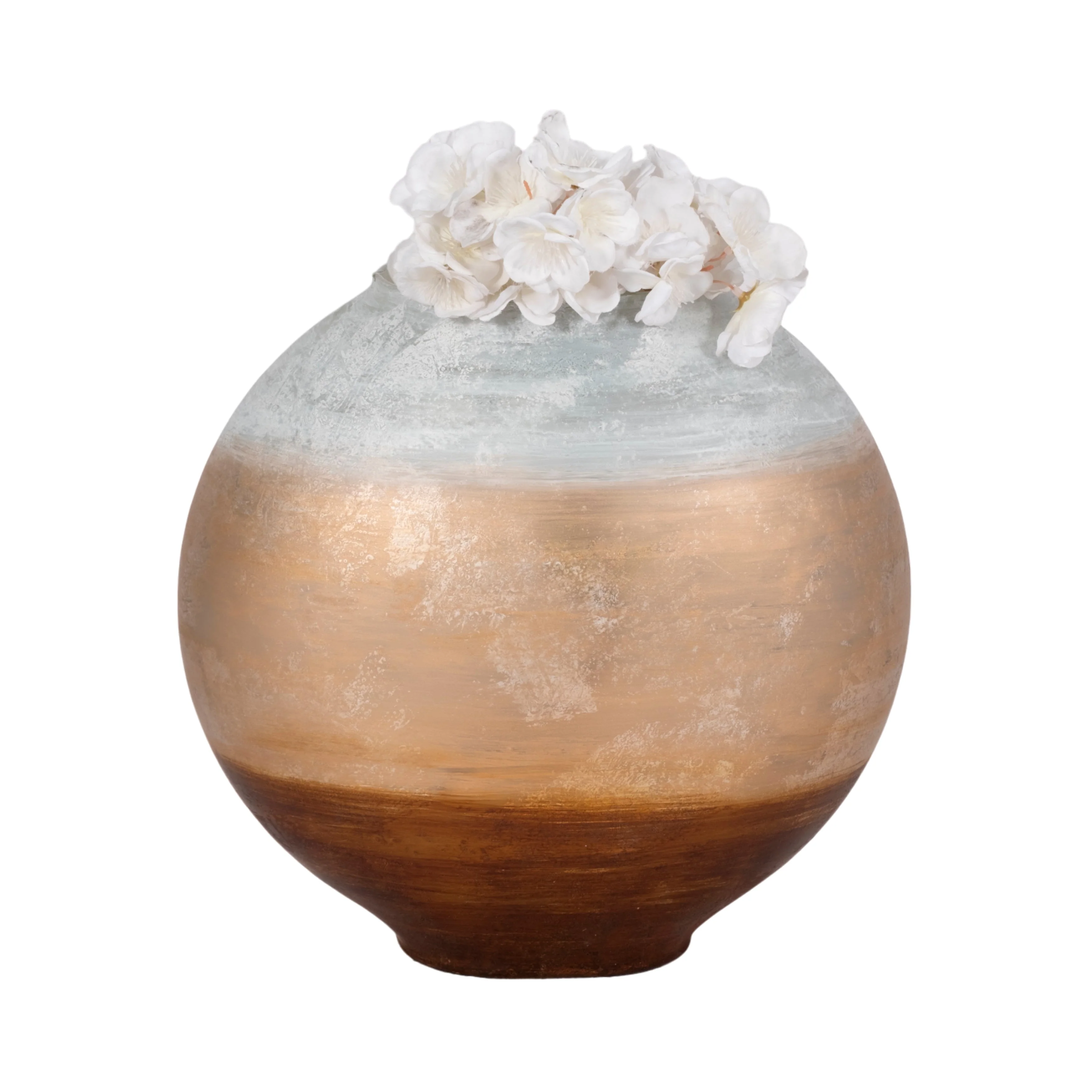 13" Gold Ombre Round Vase, White/gold - Image 11