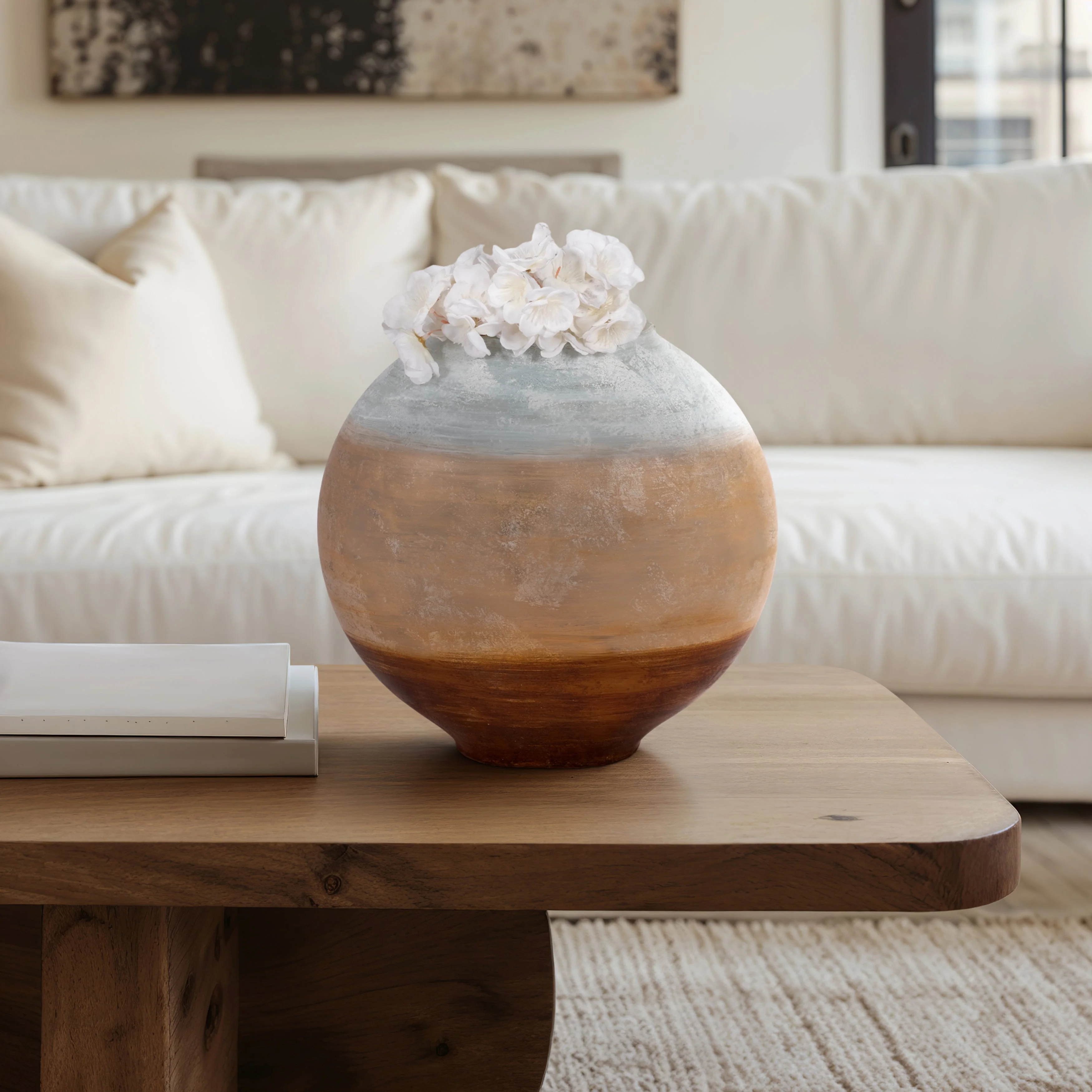 13" Gold Ombre Round Vase, White/gold - Image 19