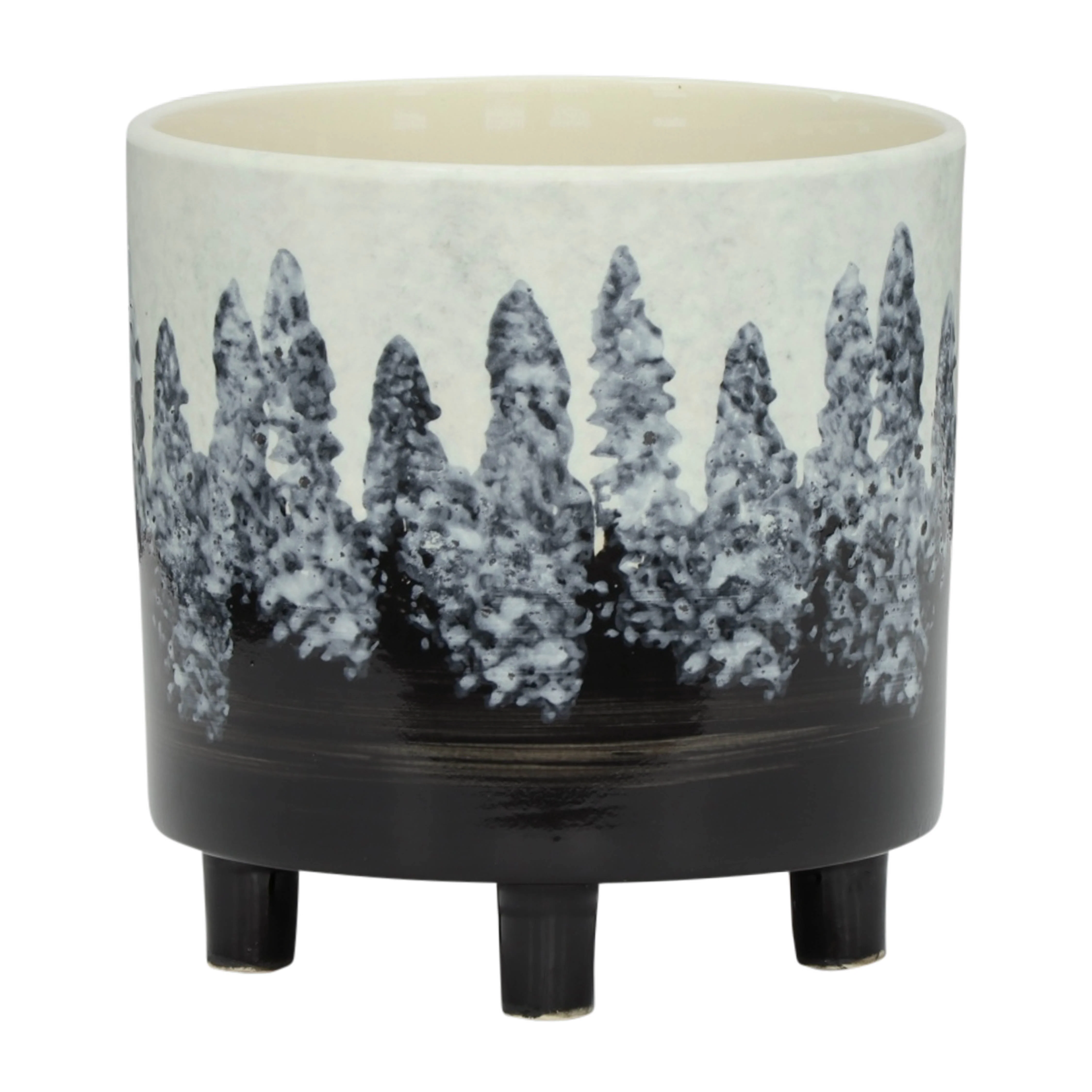 13870-07 CERAMIC 14.5" PLANTER ON STAND, BLACK( Sagebrook Home ) - Image 2