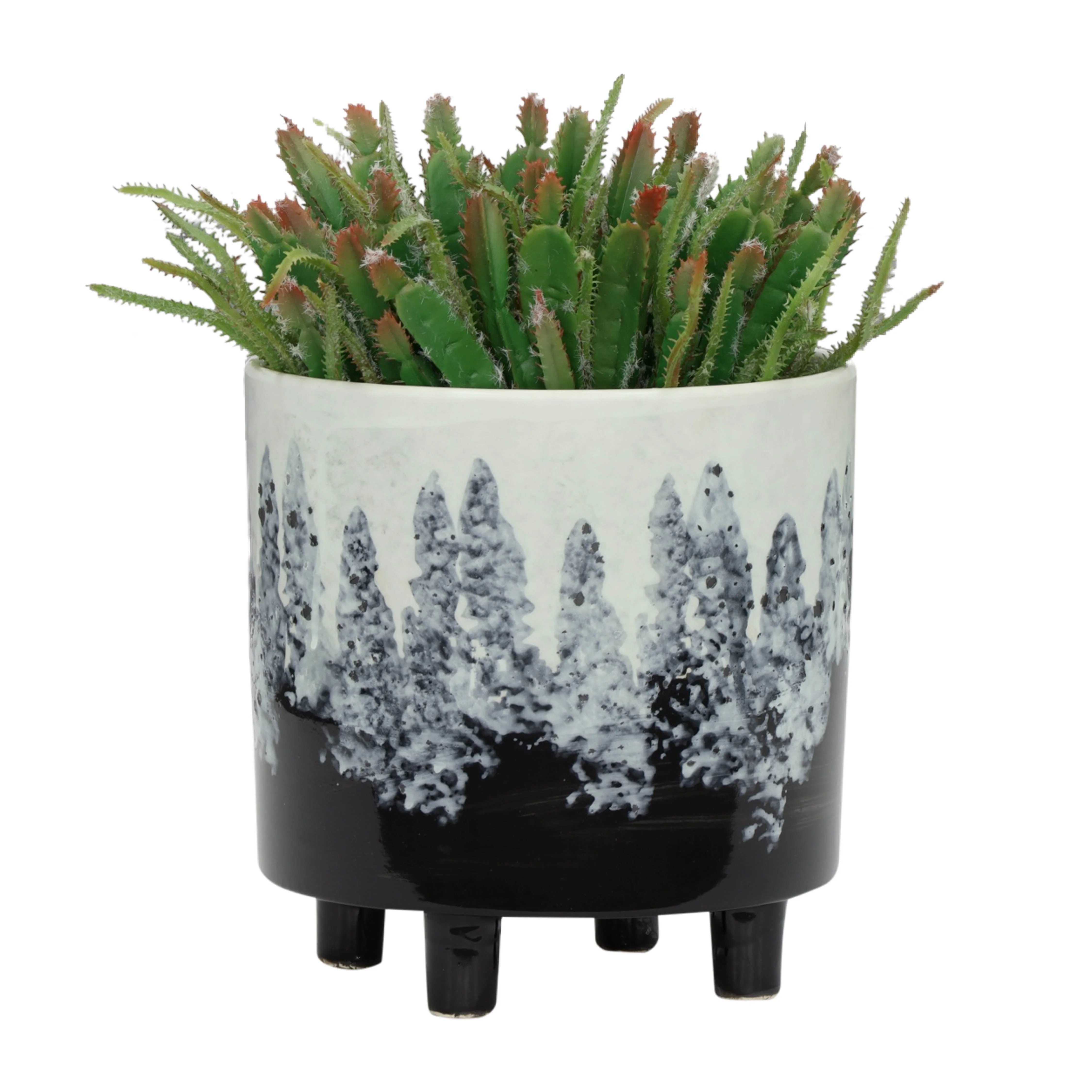 13870-07 CERAMIC 14.5" PLANTER ON STAND, BLACK( Sagebrook Home ) - Image 3