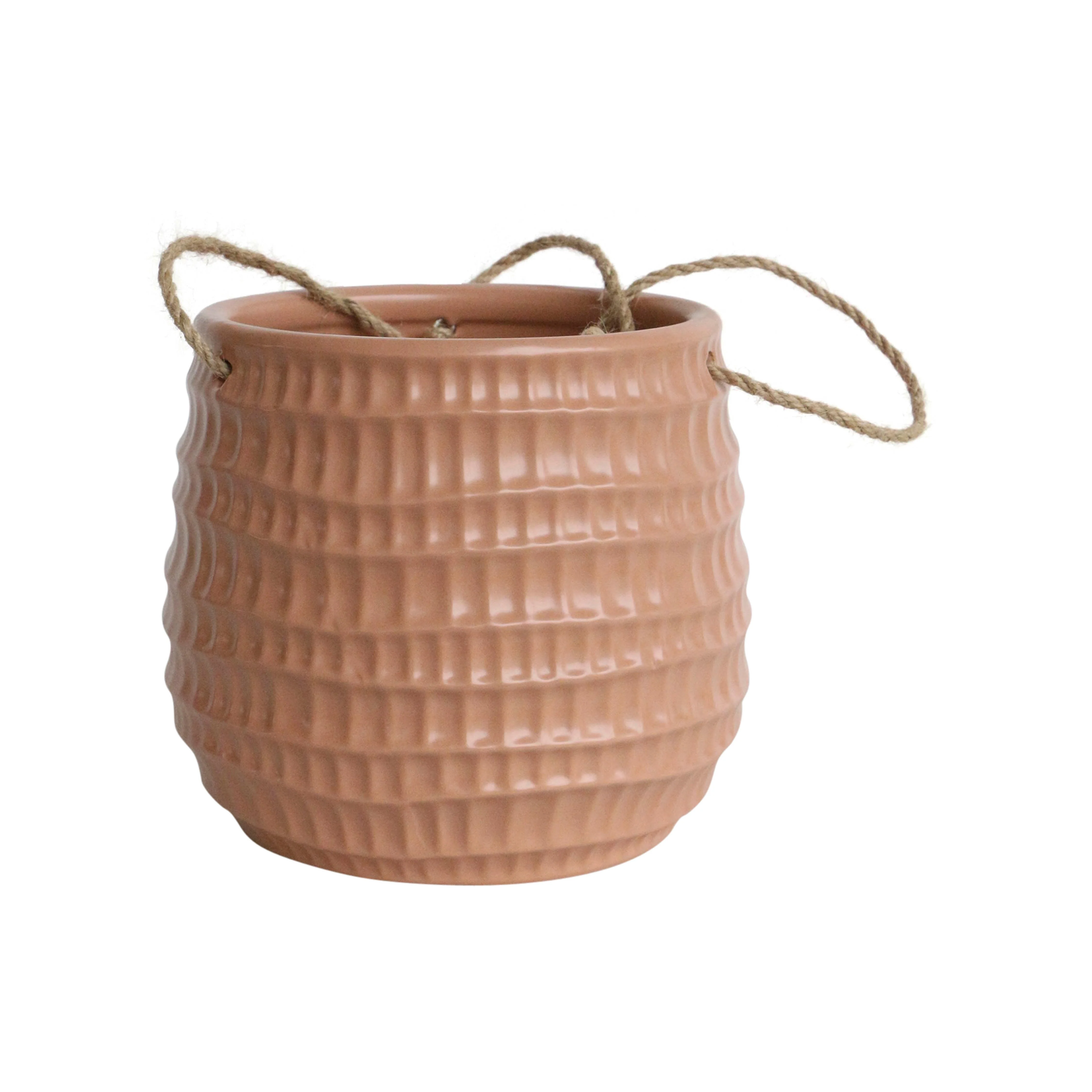 14801-11 S/2 CERAMIC 6/8" TEXTURED FOOTED PLANTER, WHITE( Sagebrook Home )