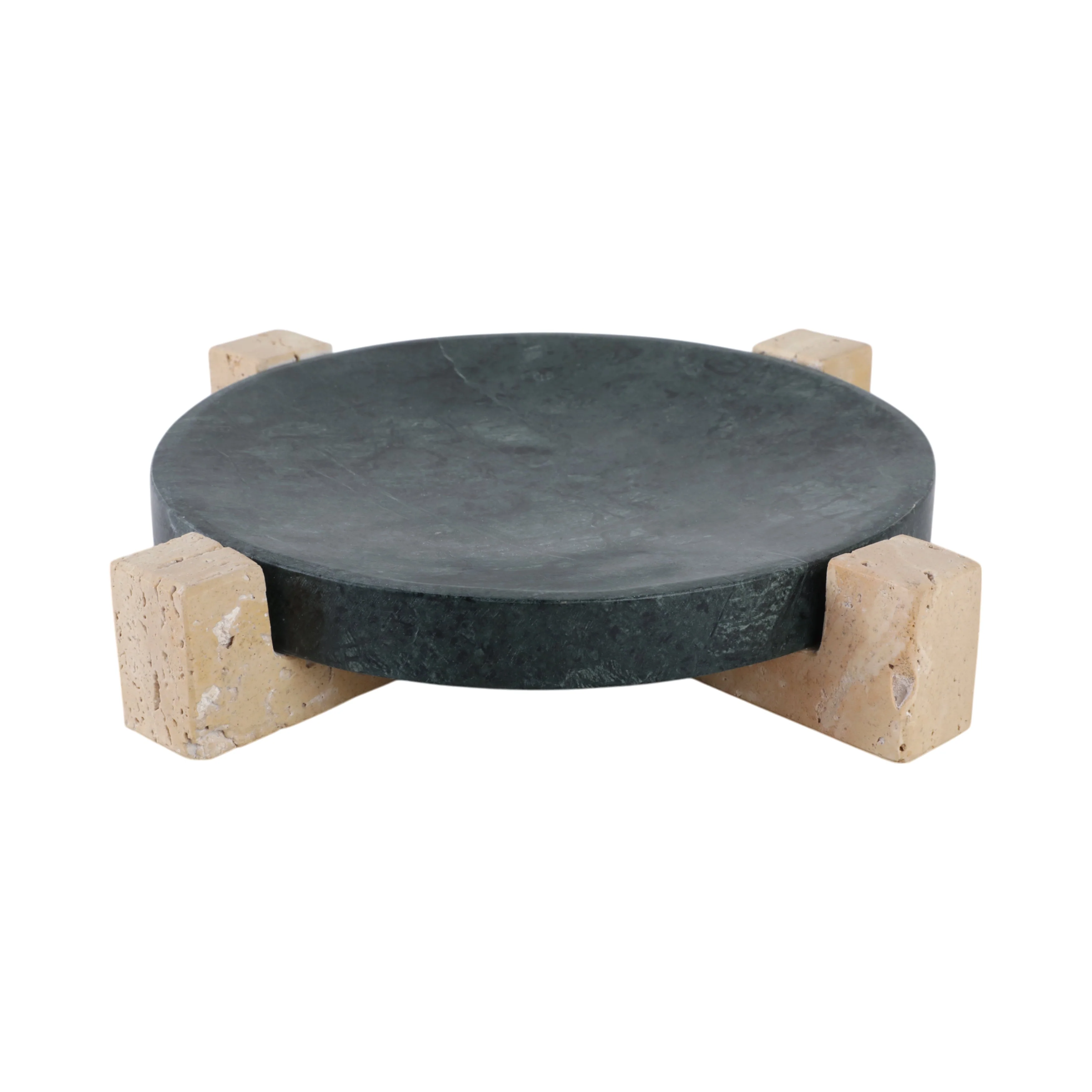 15" Archer Large Green Marble And Travertine Tray - Image 2