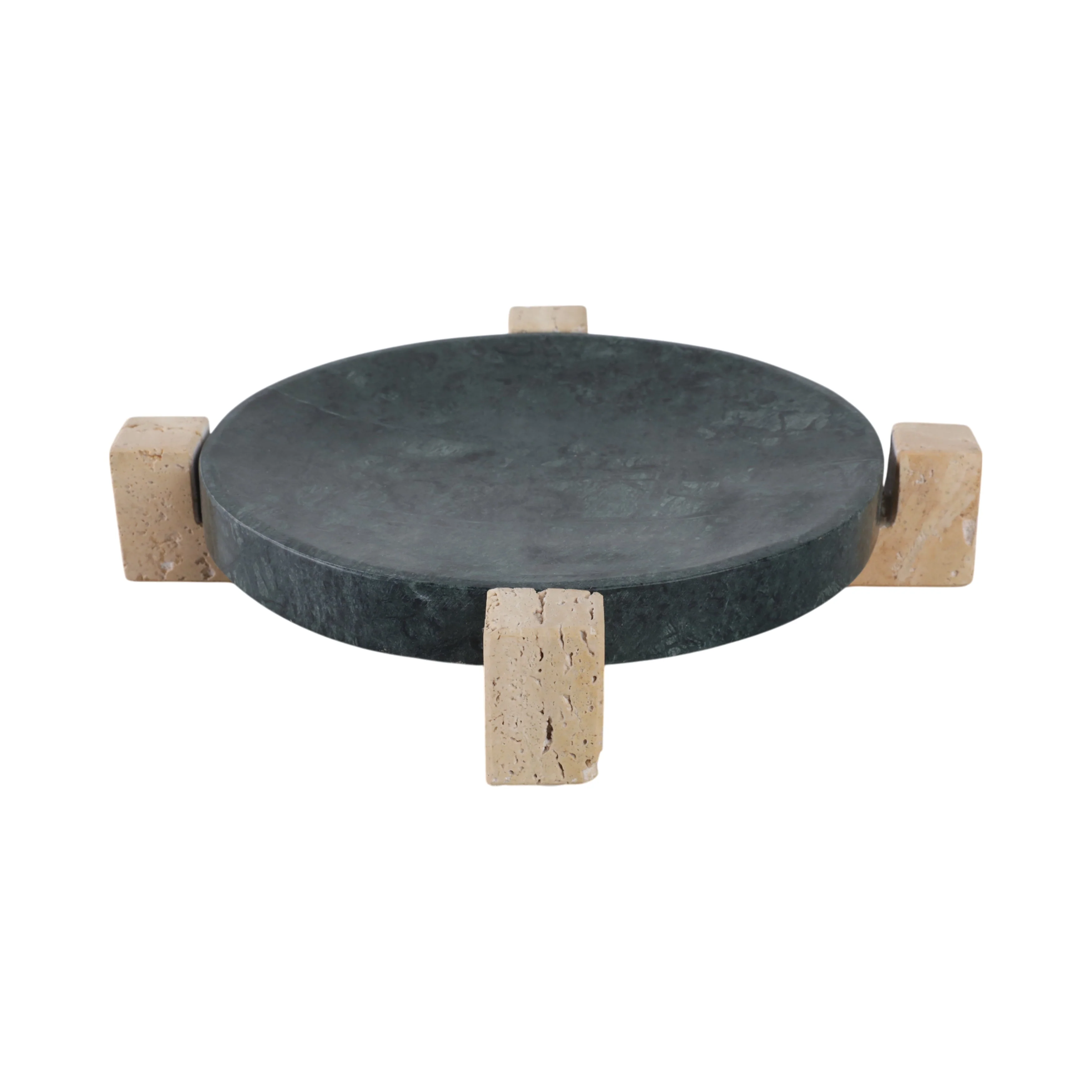 15" Archer Large Green Marble And Travertine Tray - Image 4
