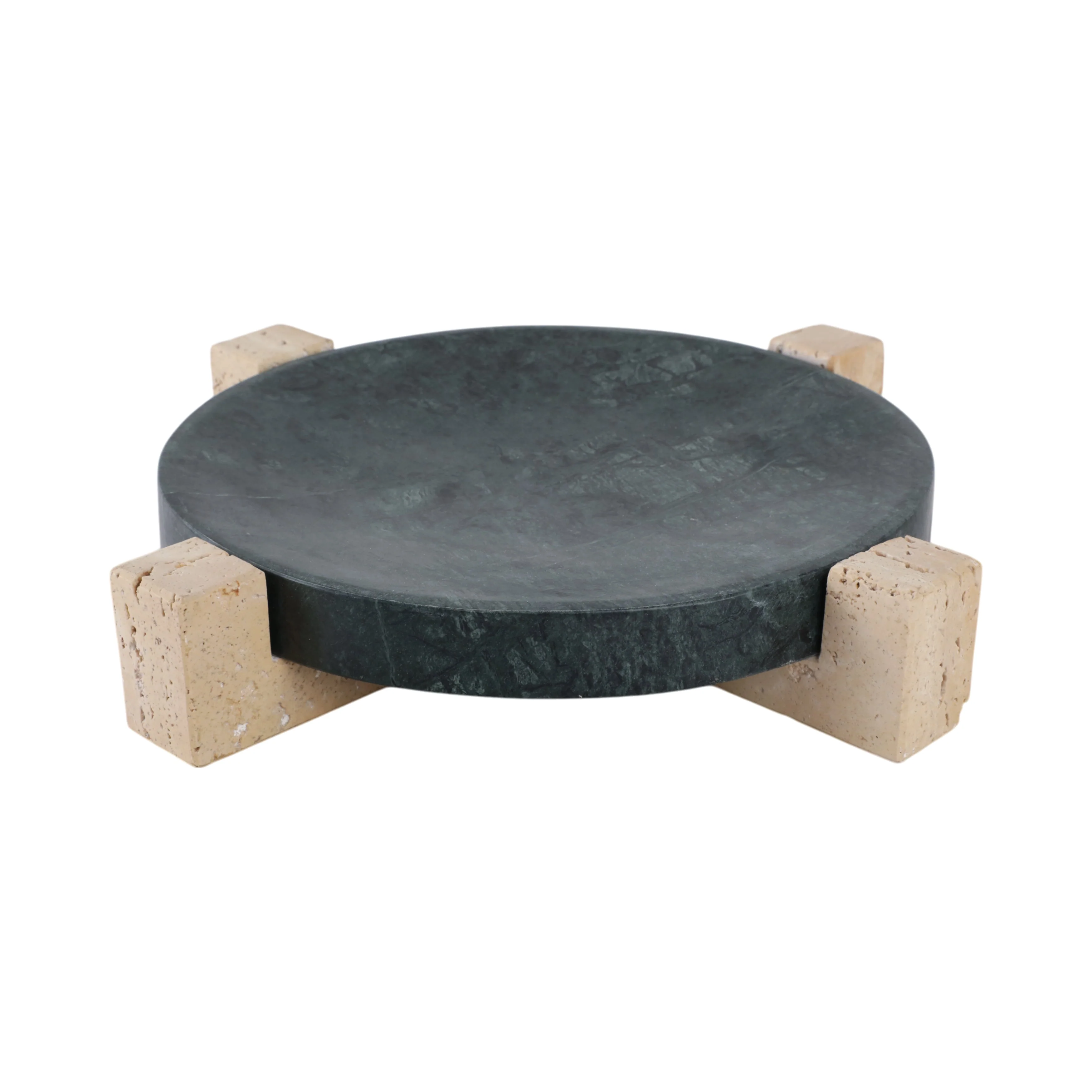 15" Archer Large Green Marble And Travertine Tray - Image 5