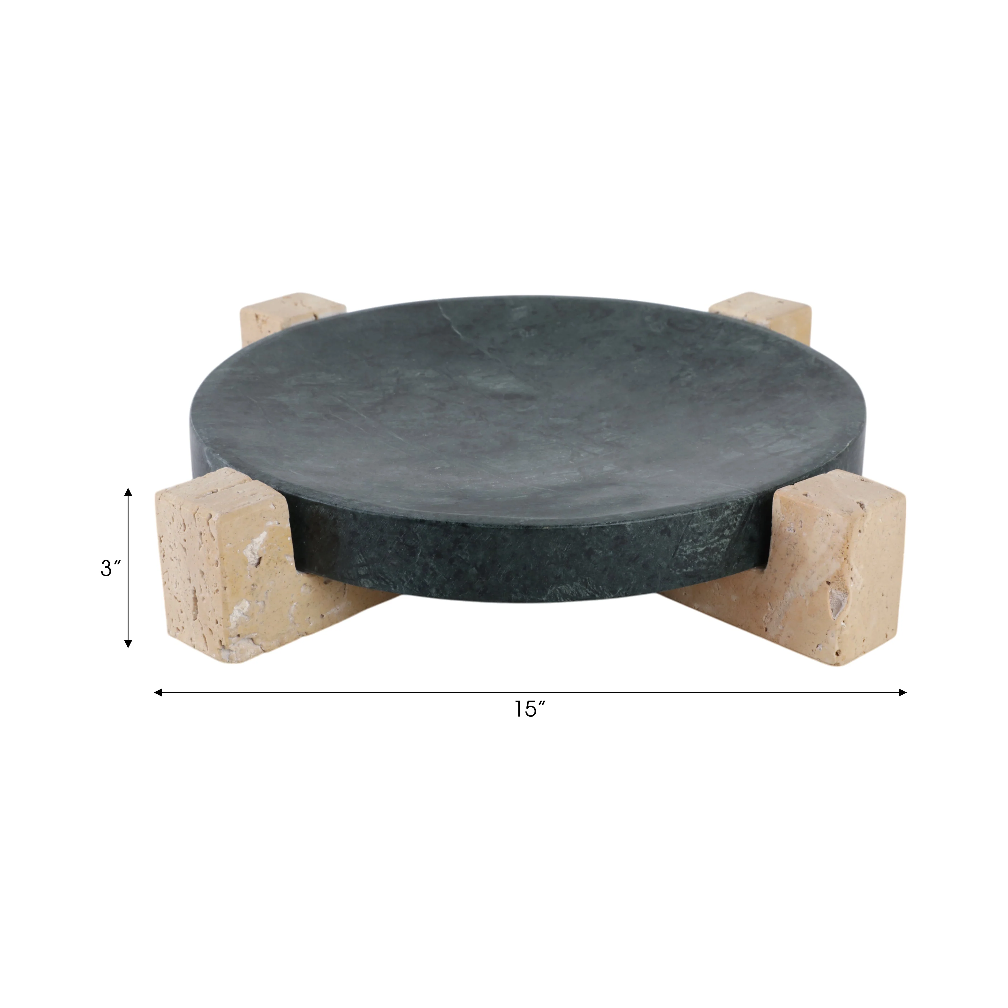 15" Archer Large Green Marble And Travertine Tray - Image 9