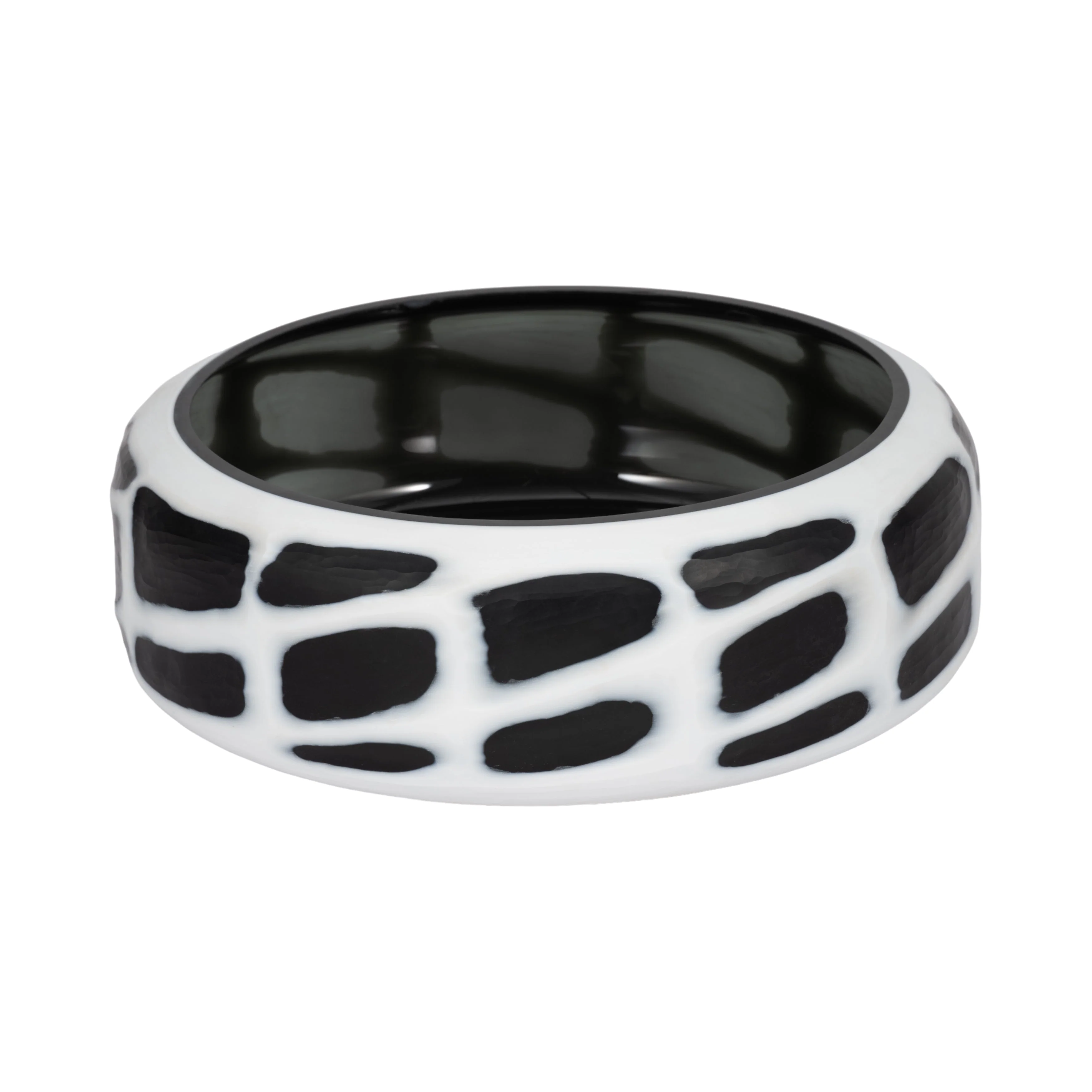 15" Fleming Black And White Glass Bowl