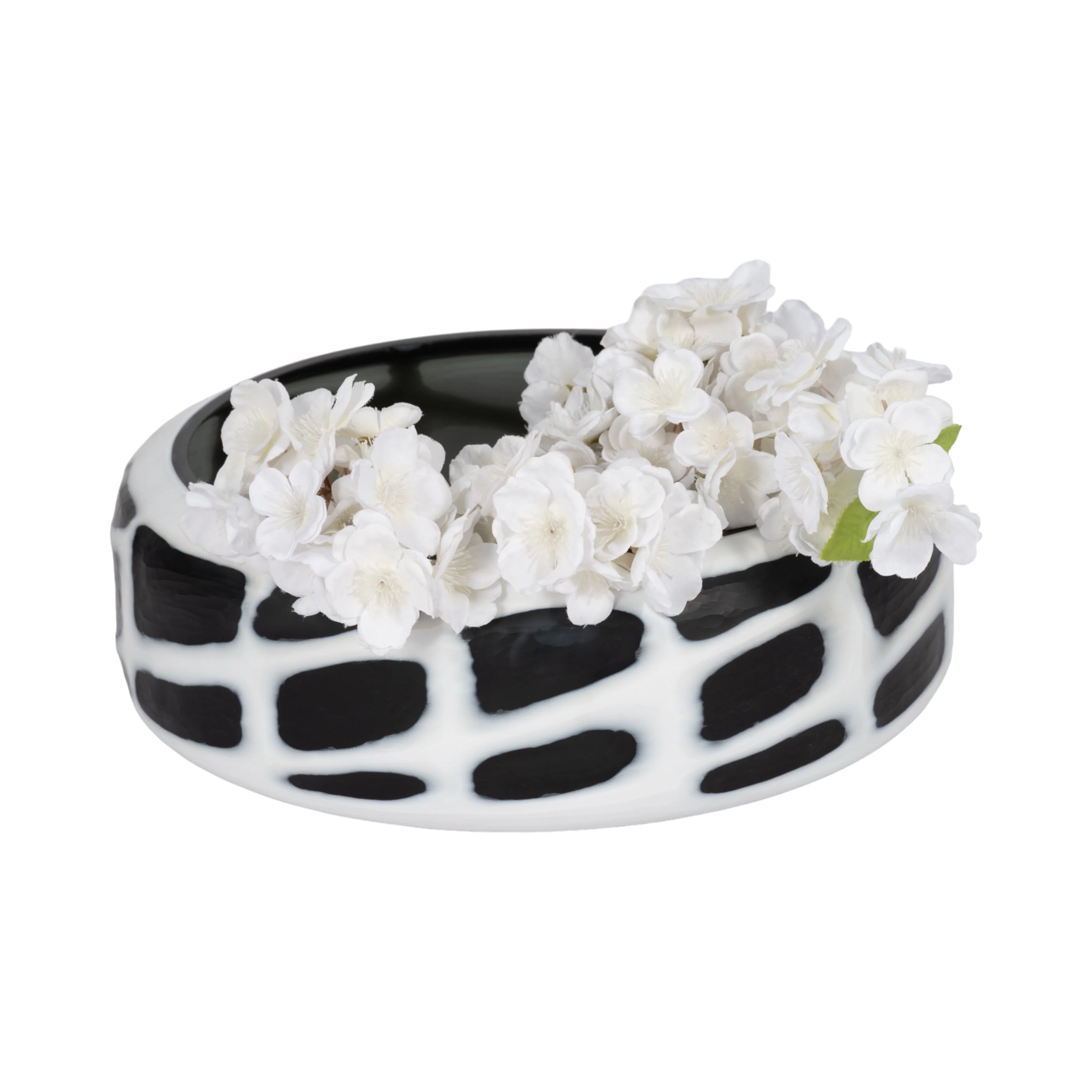 15" Fleming Black And White Glass Bowl - Image 9