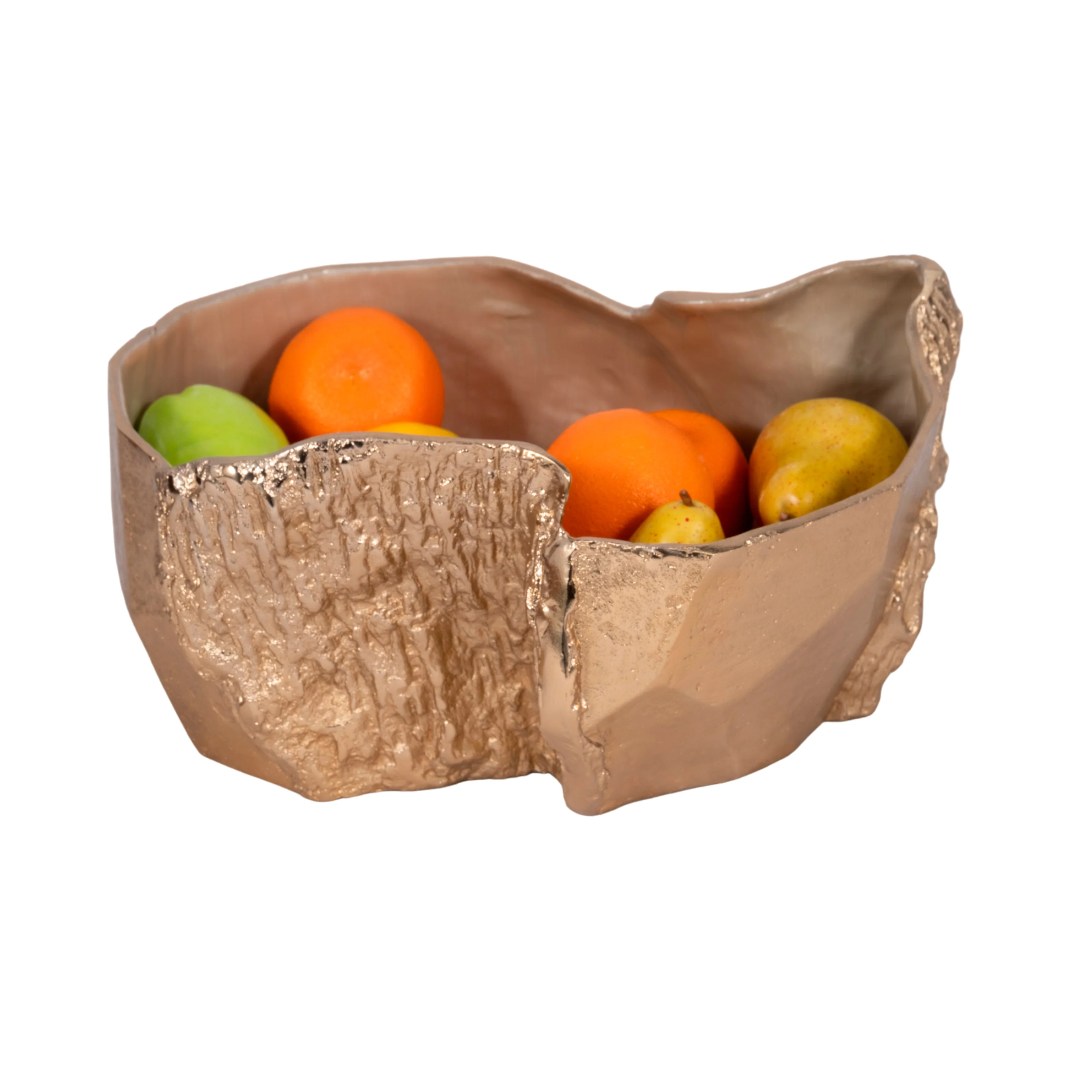 15" Metal Trunk Bowl With Color Inside, Gold/ivory - Image 11