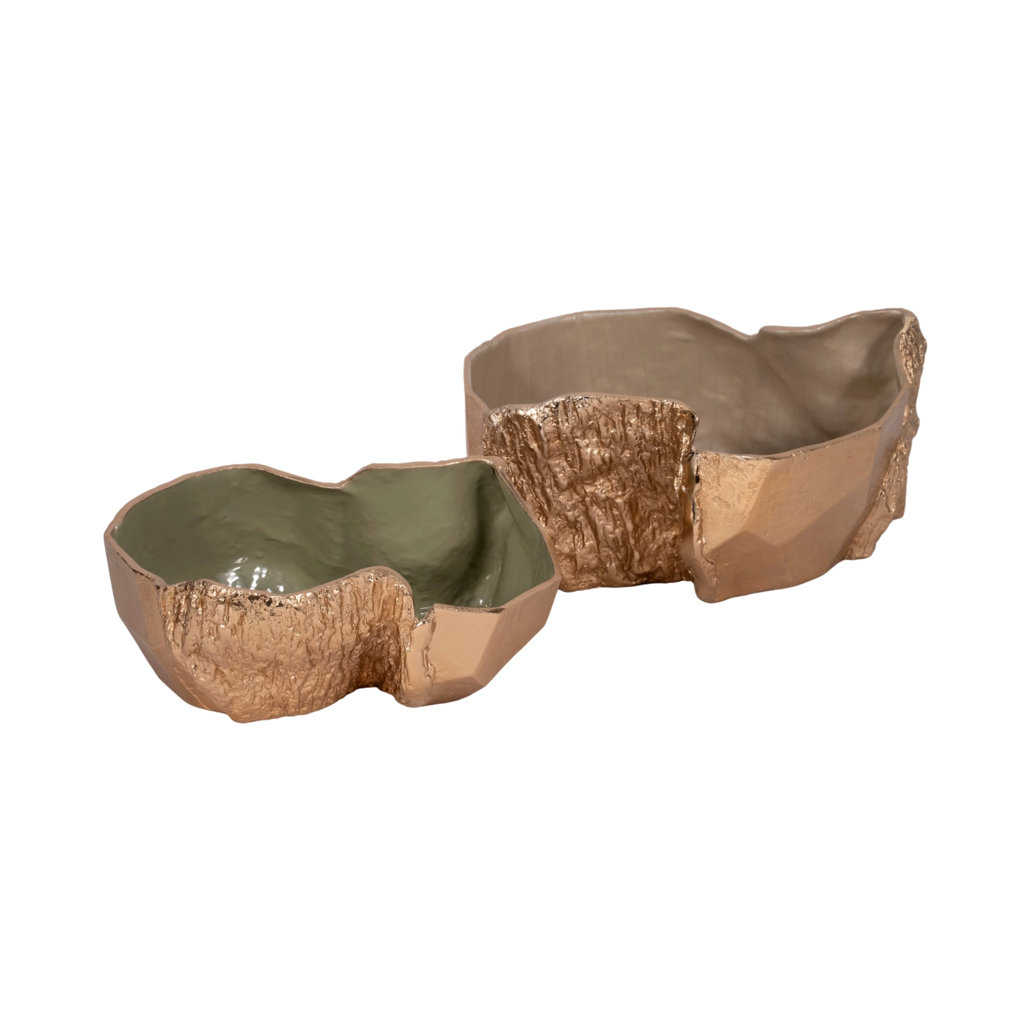 15" Metal Trunk Bowl With Color Inside, Gold/ivory - Image 17