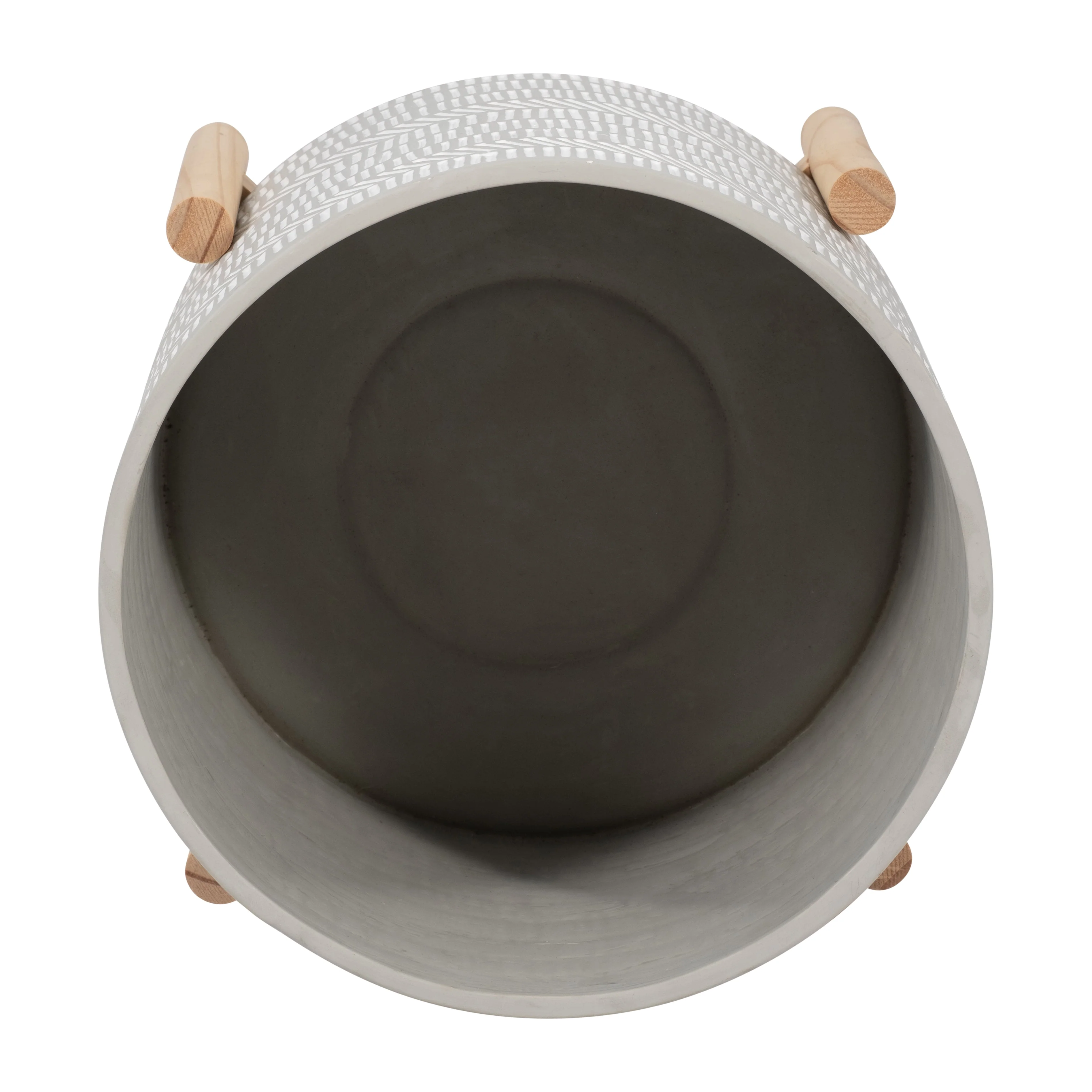 15068-01 8" CERAMIC PLANTER W/ WOOD STAND, BEIGE MIX( Sagebrook Home ) - Image 5