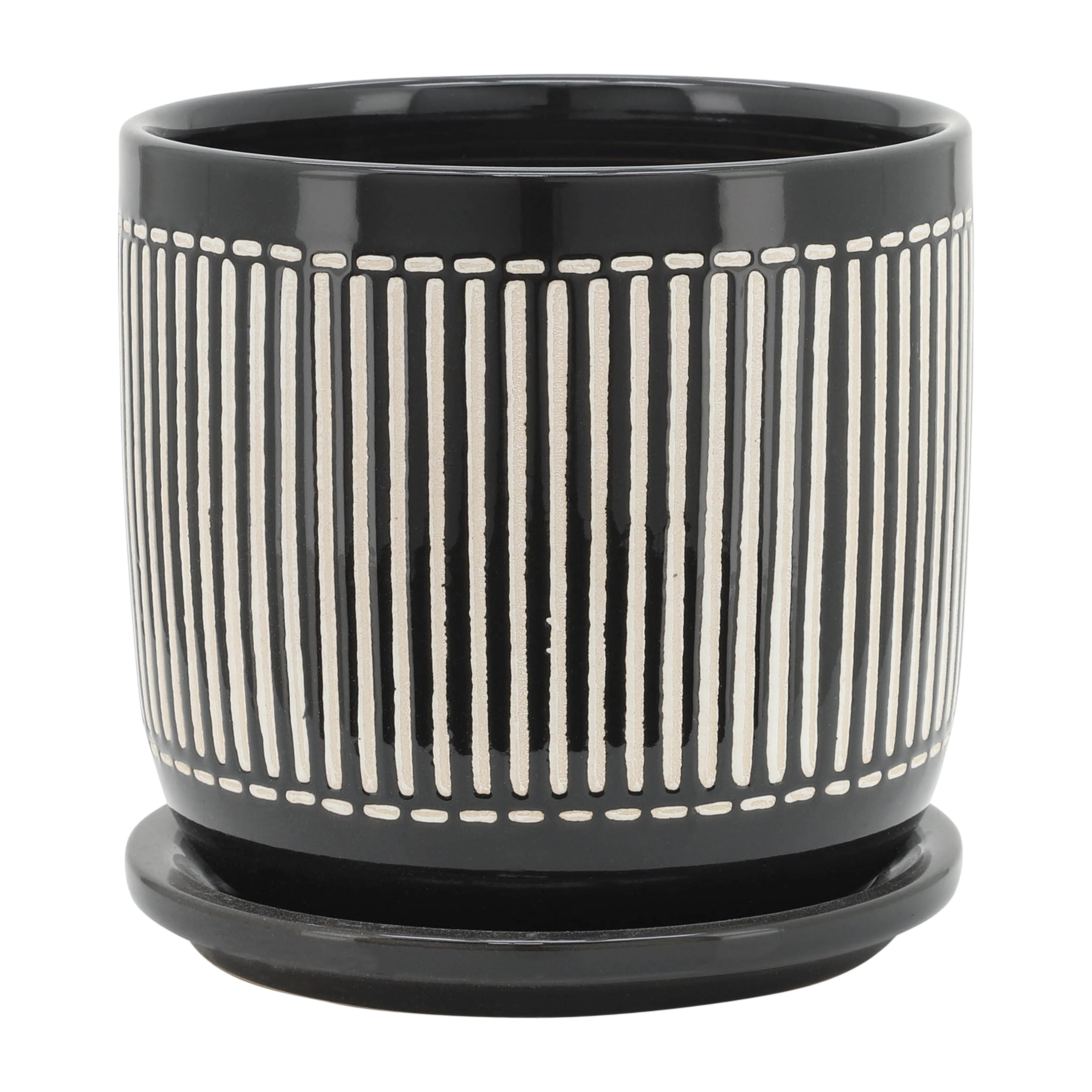 15786-03  6" TINY DOTS PLANTER W/ SAUCER, WHITE( Sagebrook Home  ) - Image 4